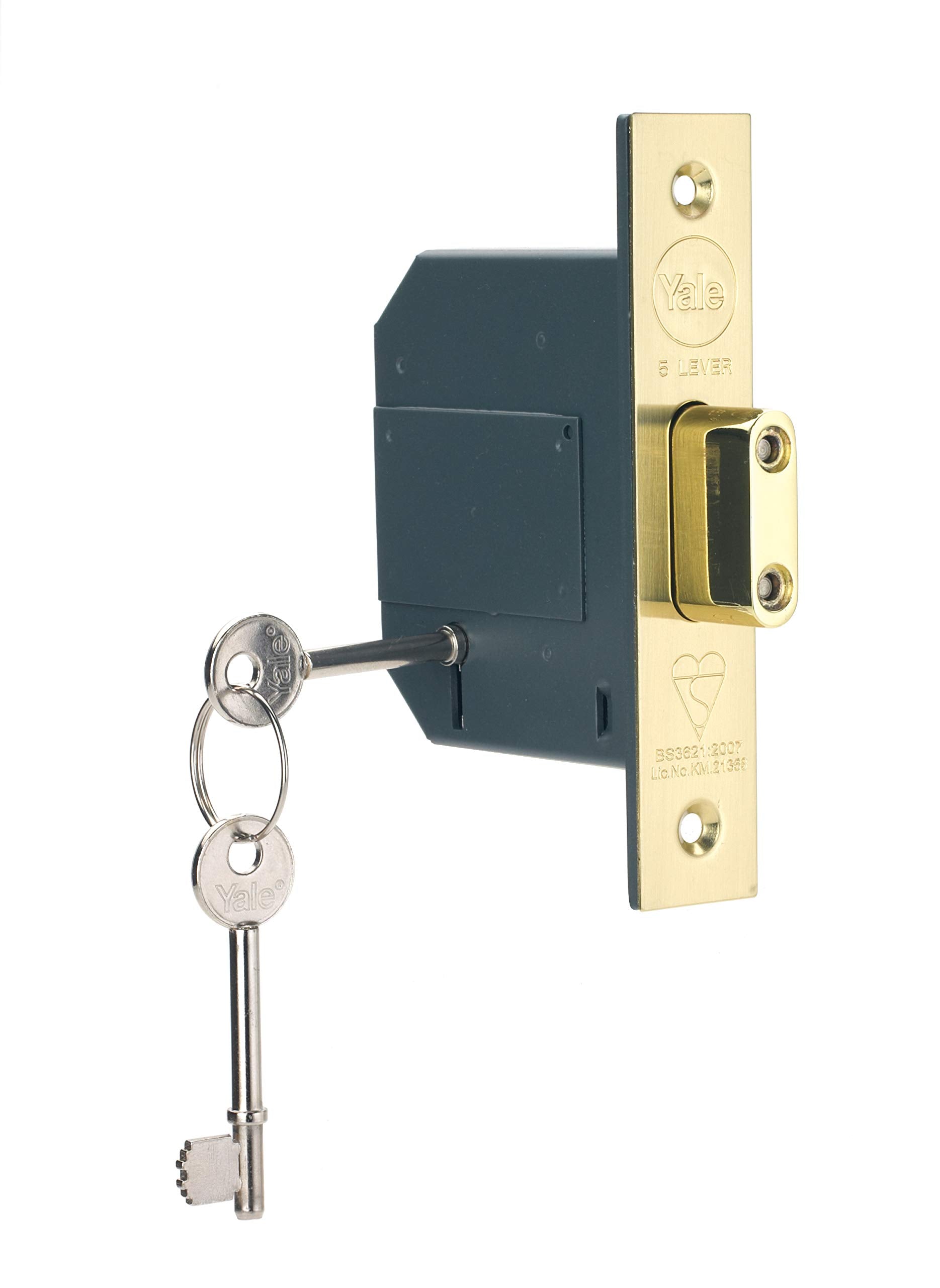 Yale 5 Lever Mortice Deadlock – High Security Brass Door Lock, 64mm
