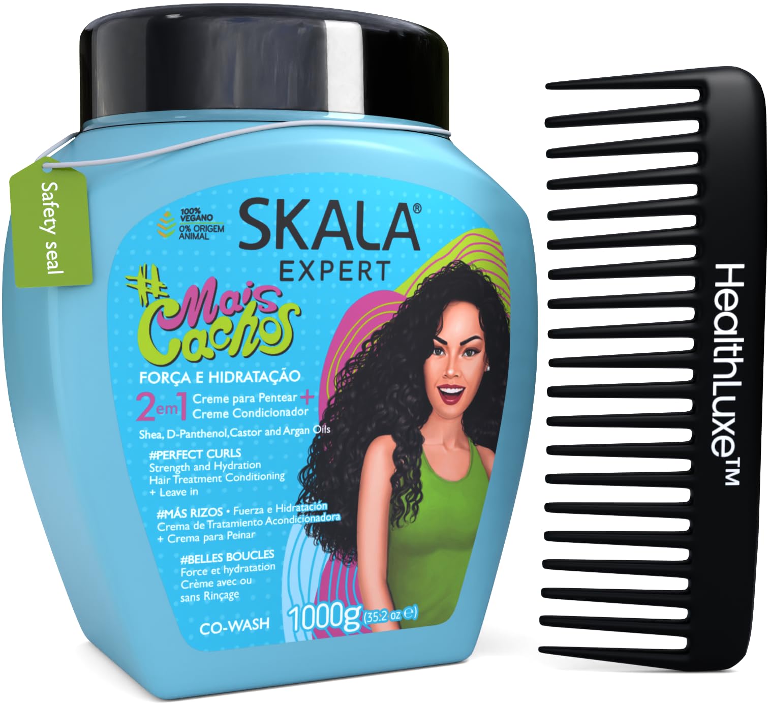 SKALA Mais Cachos 2-in-1 Curly Hair Treatment & Comb – Vegan, 1kg