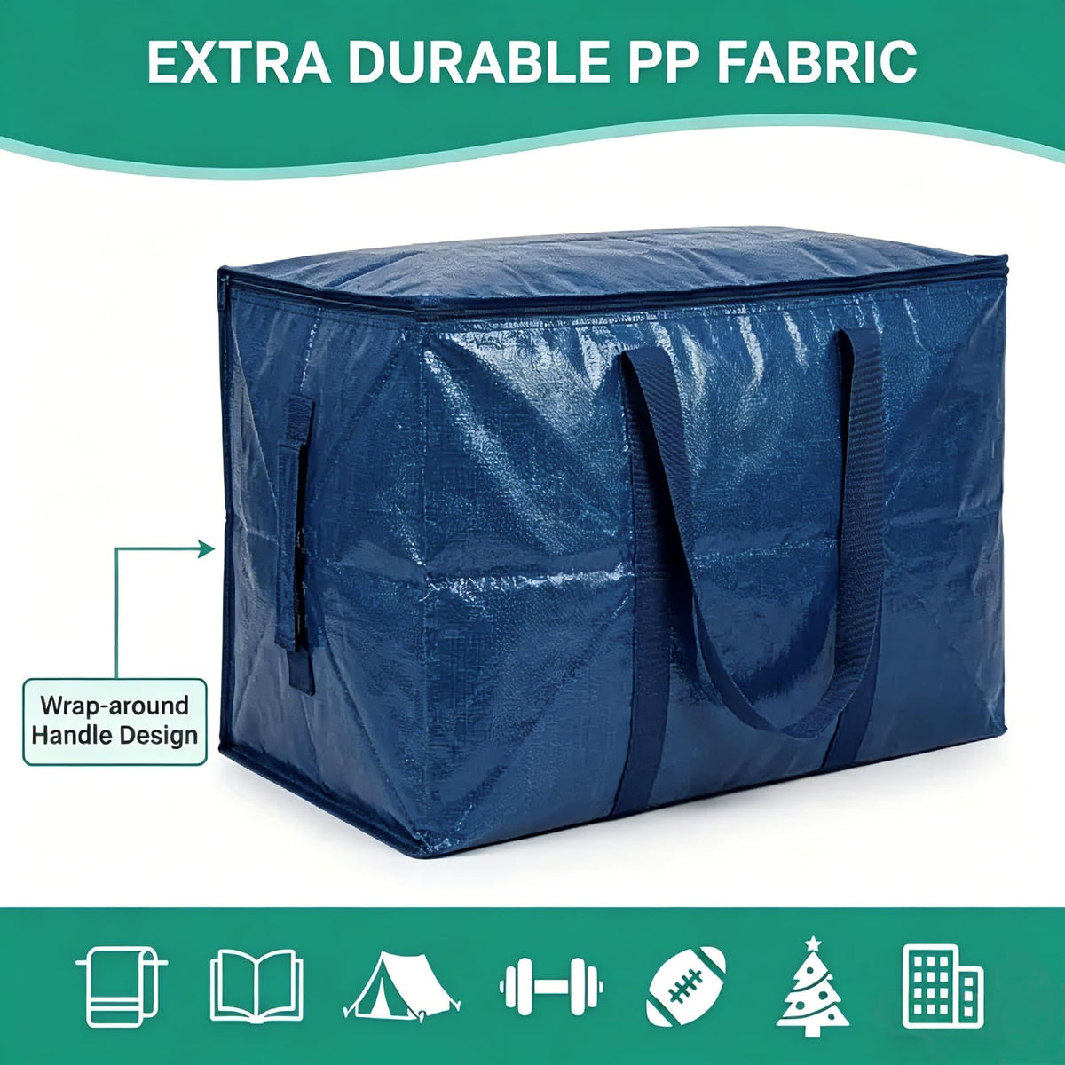 Boyfield Moving Bags 90L 4 Pack Storage Boxes Heavy Duty Packing Boxes with Zips, Clear Moving Boxes Foldable PP Storage Bags for Clothes, Bedding - image 4