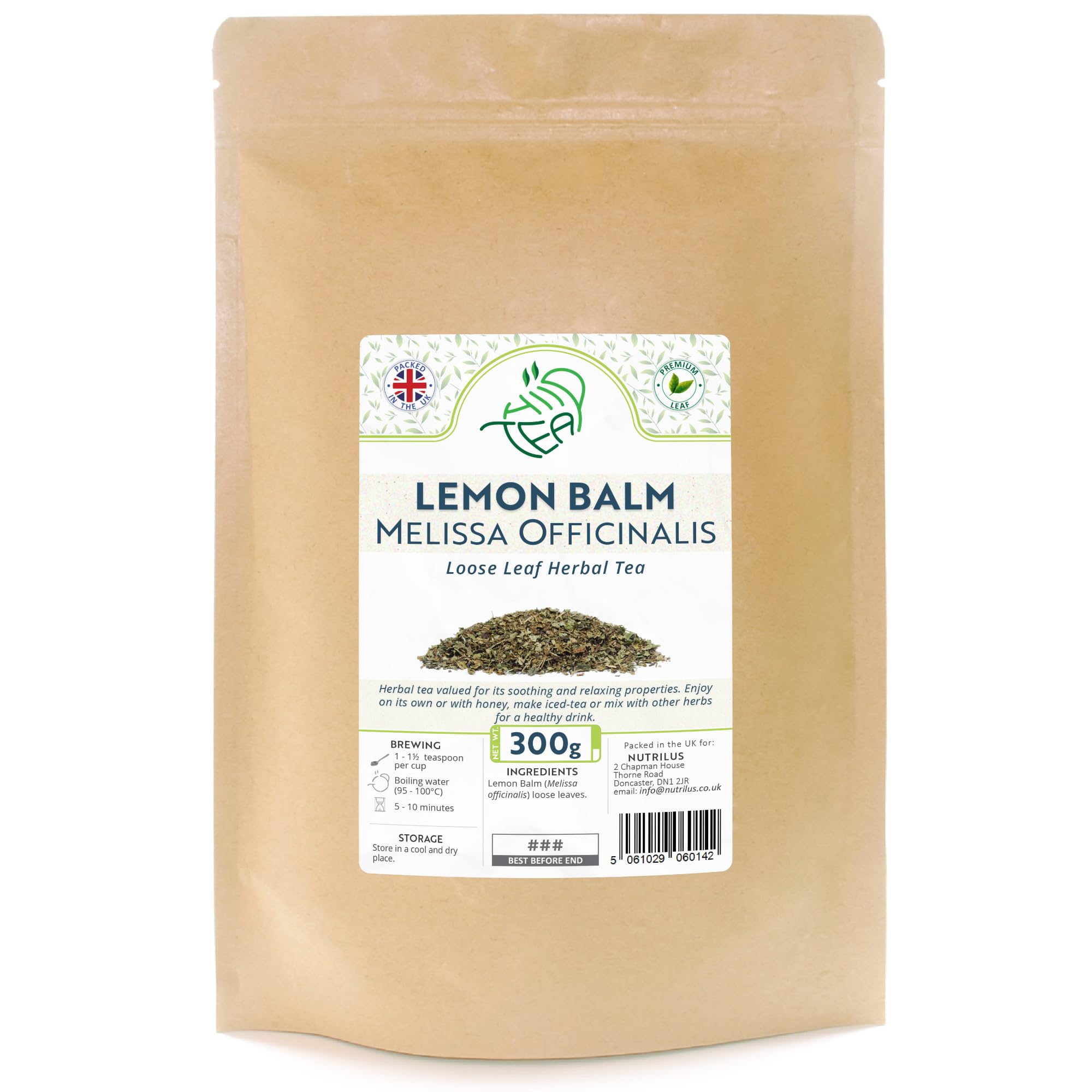 Lemon Balm Loose Leaf Herbal Tea - Stress & Sleep (300g)