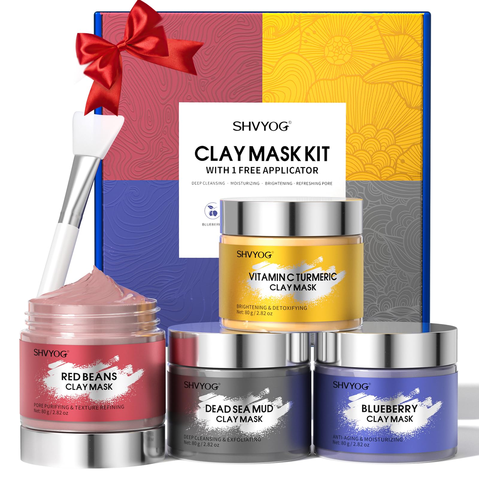 Clay Face Mask Kit - 4-in-1 Turmeric & Dead Sea Mud Gift Set