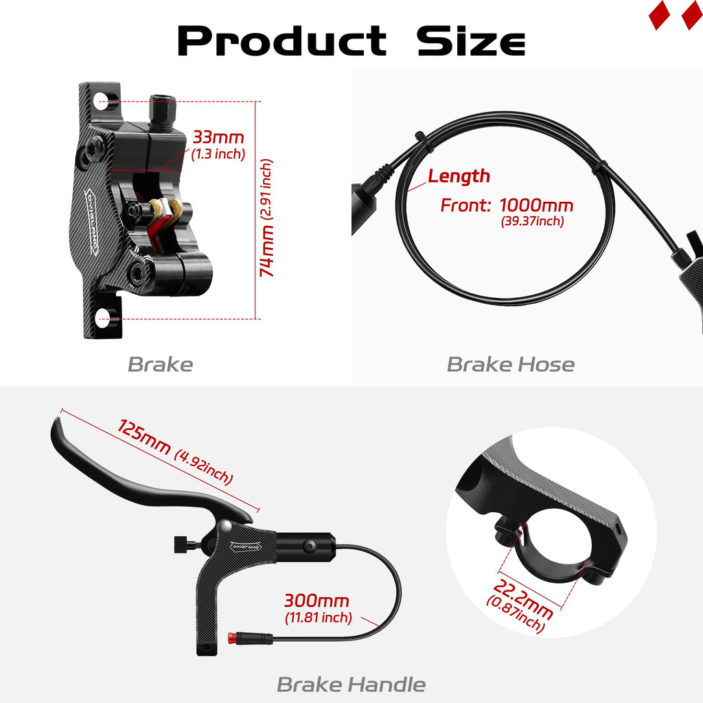 DYISLAND LD-200 Ebike Hydraulic Disc Brake Set | 2-Pin Power-Off Sensor