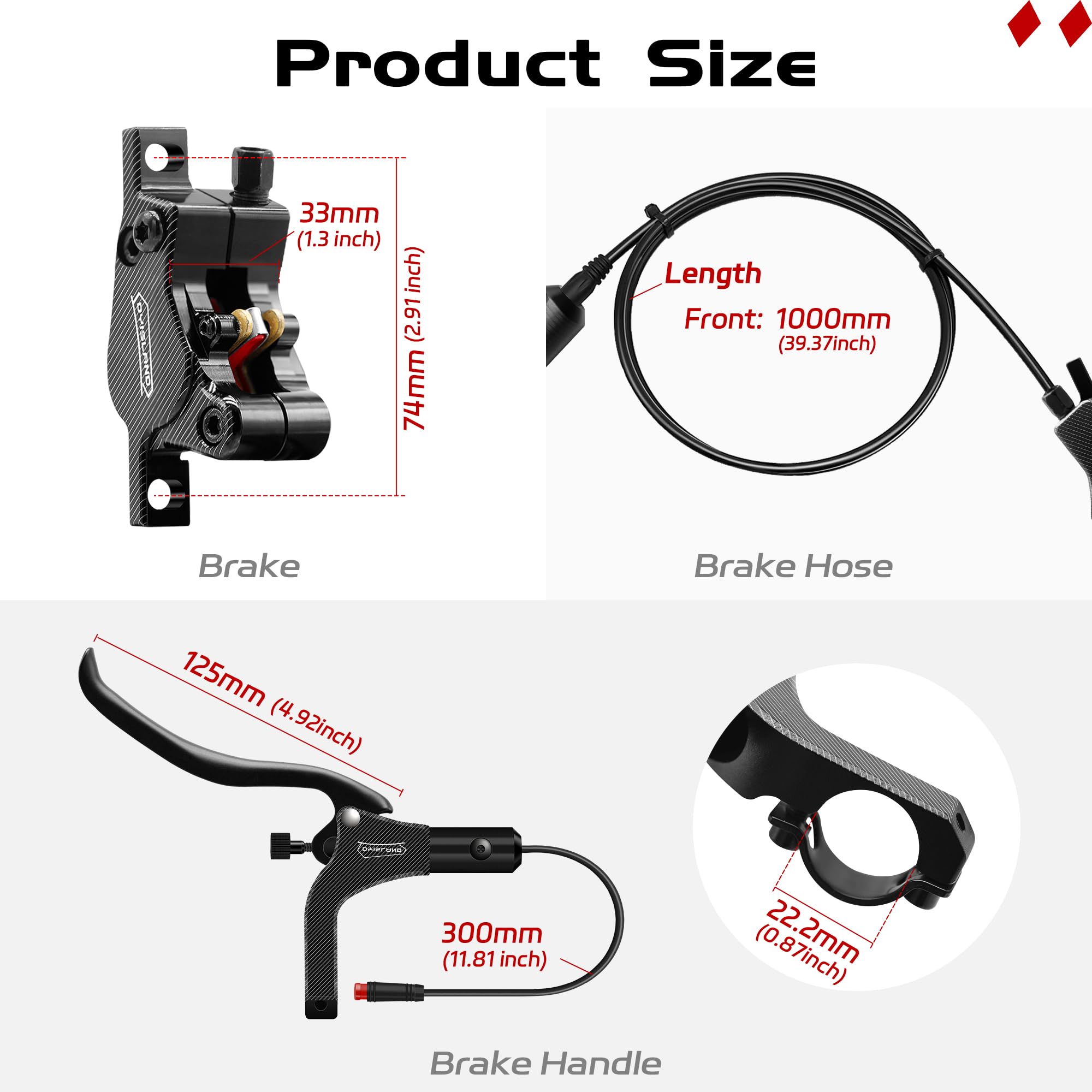 DYISLAND LD-200 Ebike Hydraulic Disc Brake Set | 2-Pin Power-Off Sensor