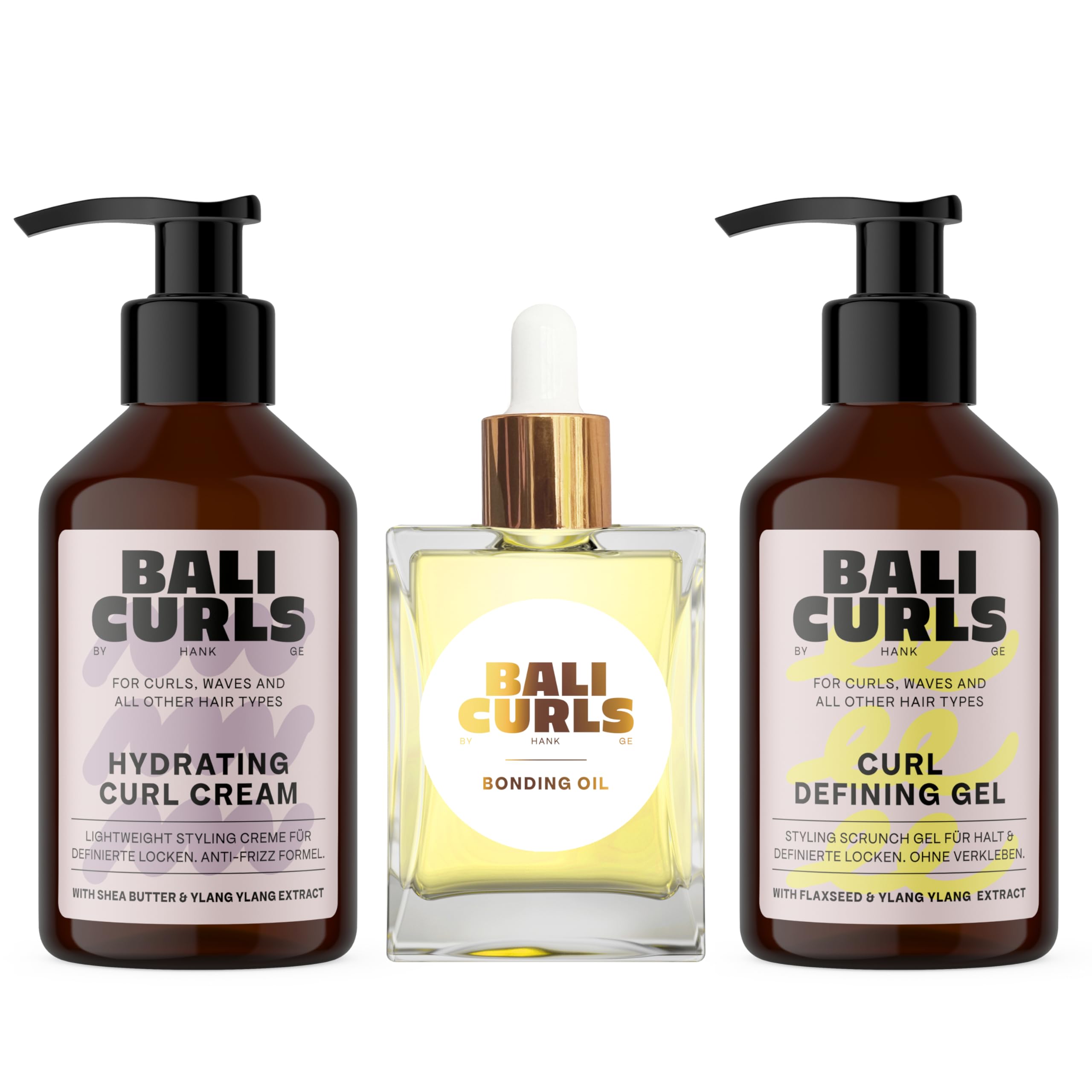 Bali Curls Set | Curl Defining Gel, Hydrating Cream & Bonding Oil