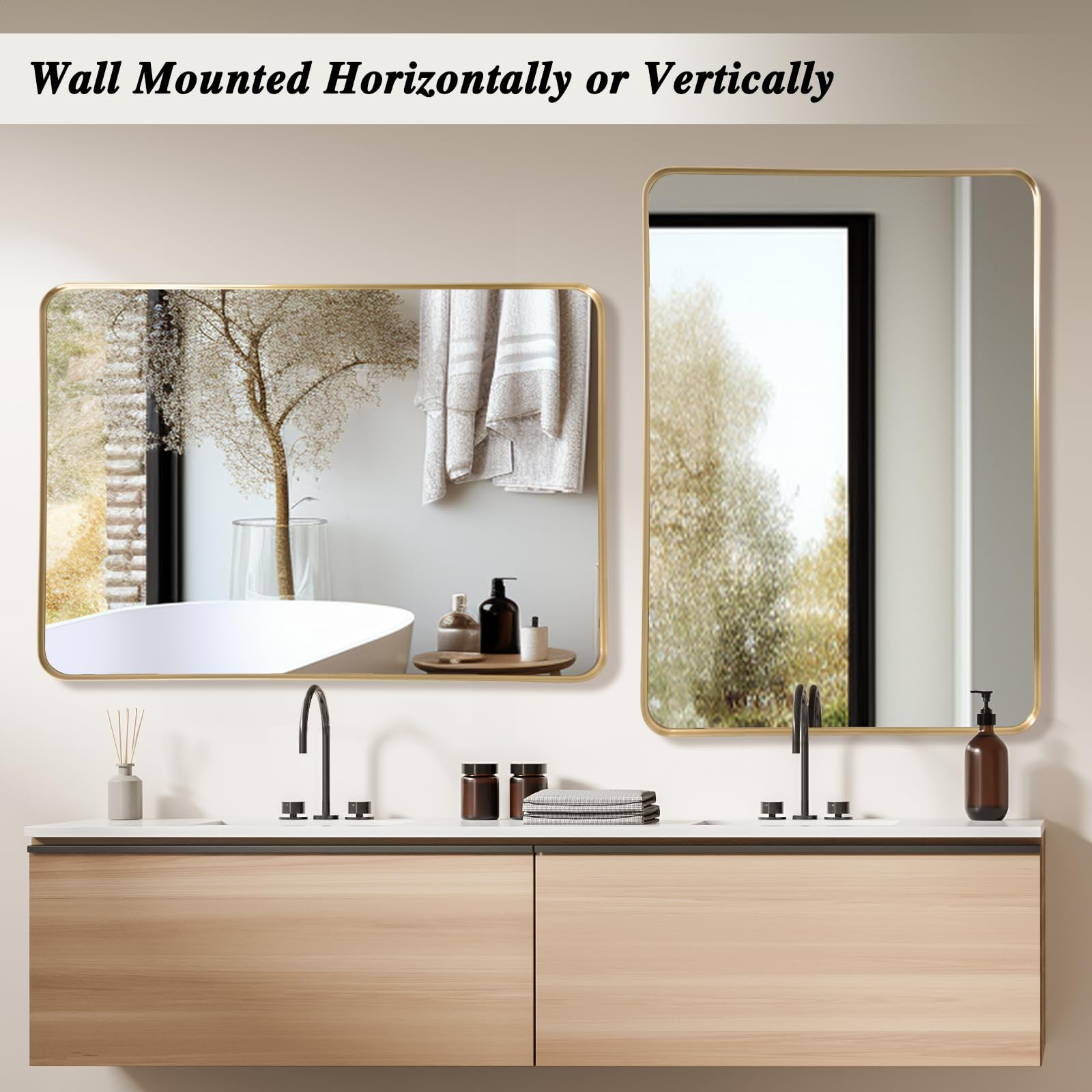 LunaMirror Gold Bathroom Vanity Mirror | 50x75 CM Rectangular Wall Decor