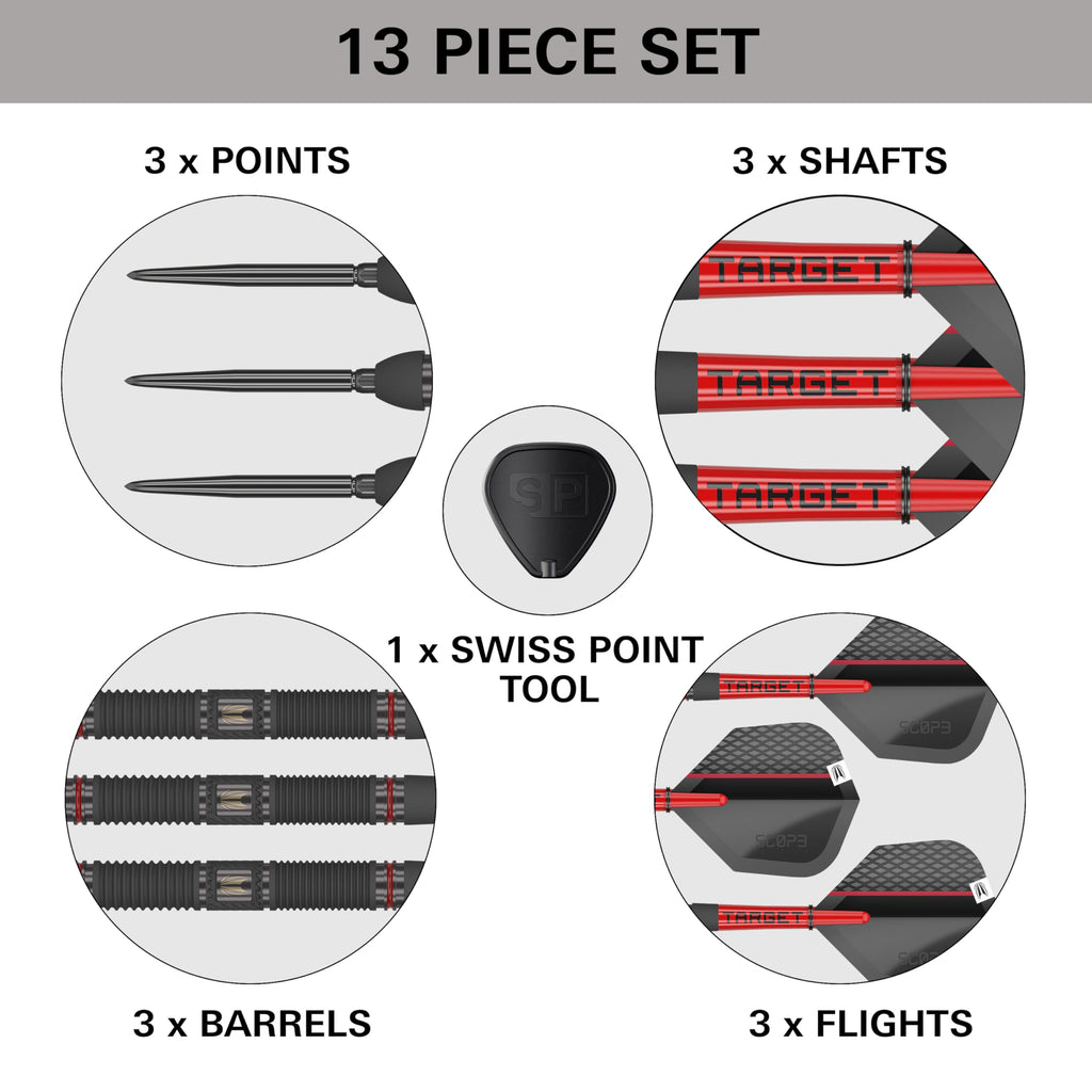Target Darts Scope 01 Steel Tip Swiss Point Darts - 90% Tungsten 22g