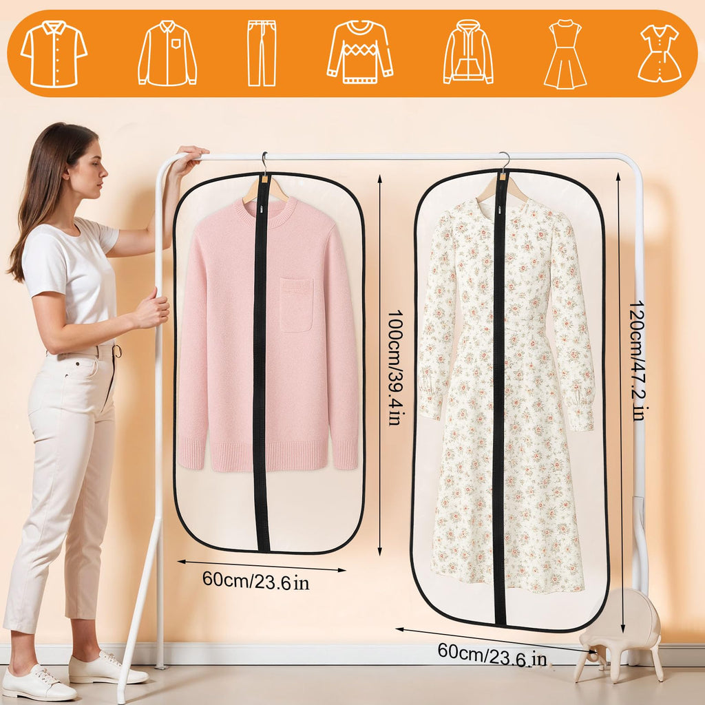 12 Pack Garment Bags, PEVA Translucent Clothes Covers, Suit Bag 40in+47in - image 2