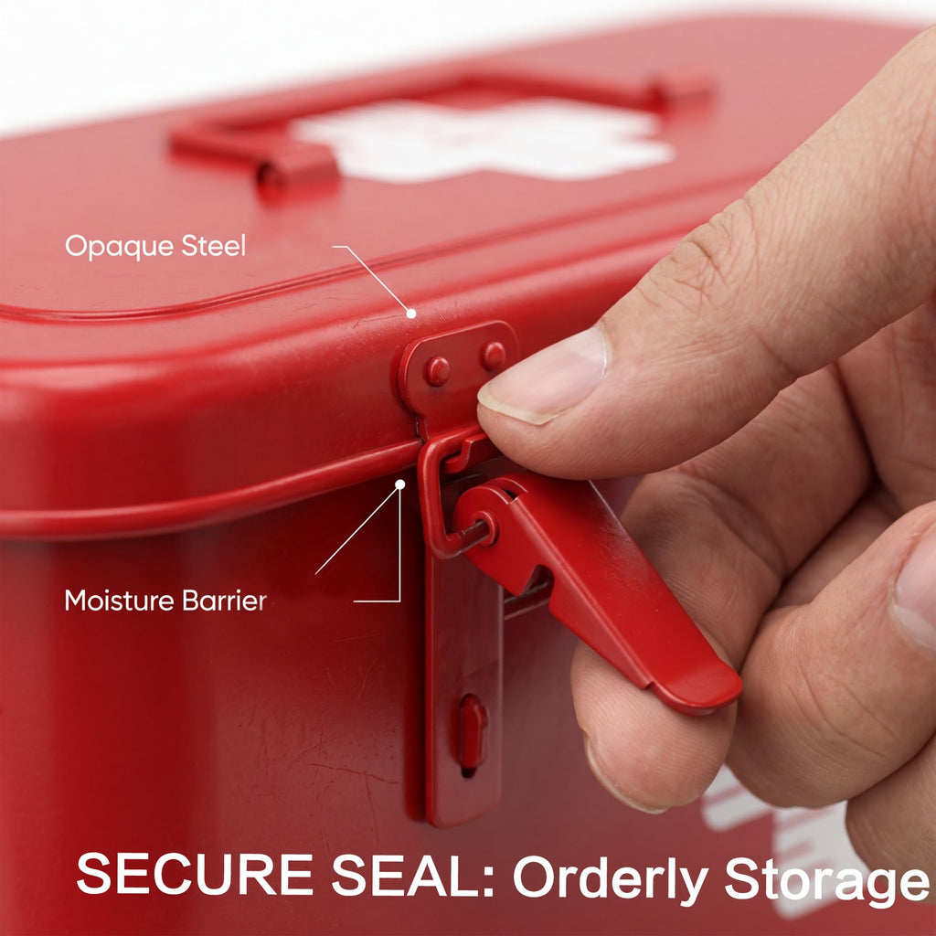 Orionstar First Aid Medicine Box, First Aid Cabinet with Top Handle, Metal Medicine Storage Tin with 3 Portable Medicine Boxes - image 5