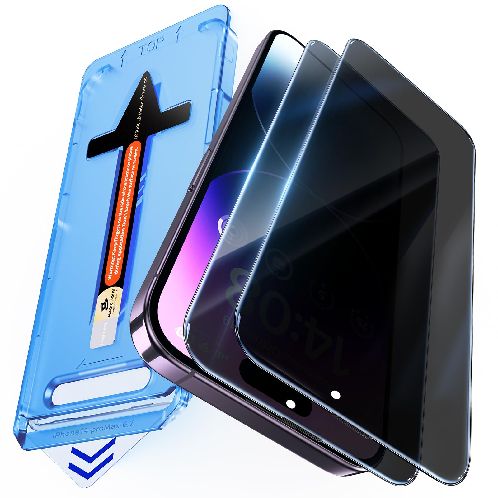 Magic John iPhone 14 Pro Max Privacy Glass Screen Protector – 2 Pack