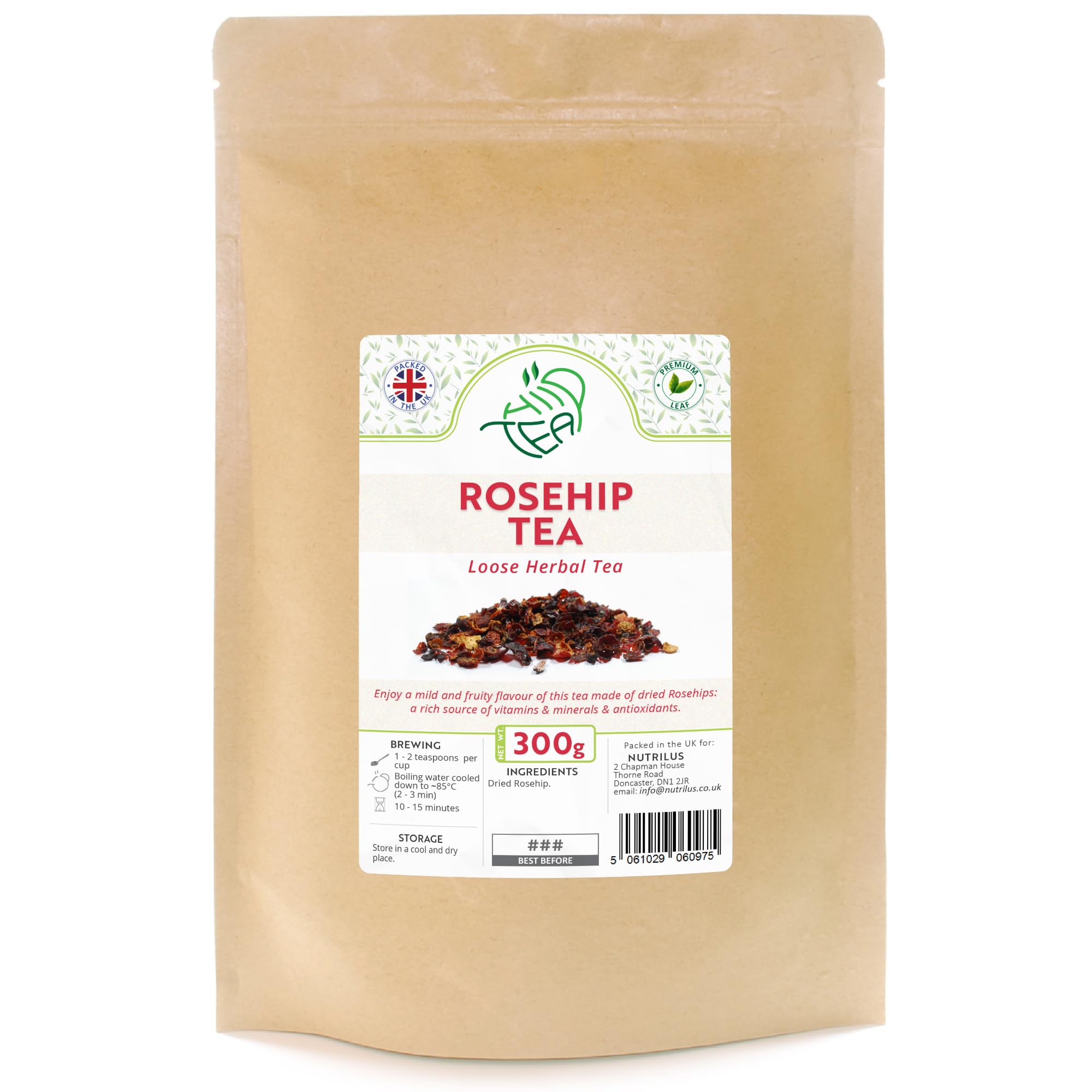 Rosehip Loose Tea – Premium Dried Wild Rose Infusion (300g)