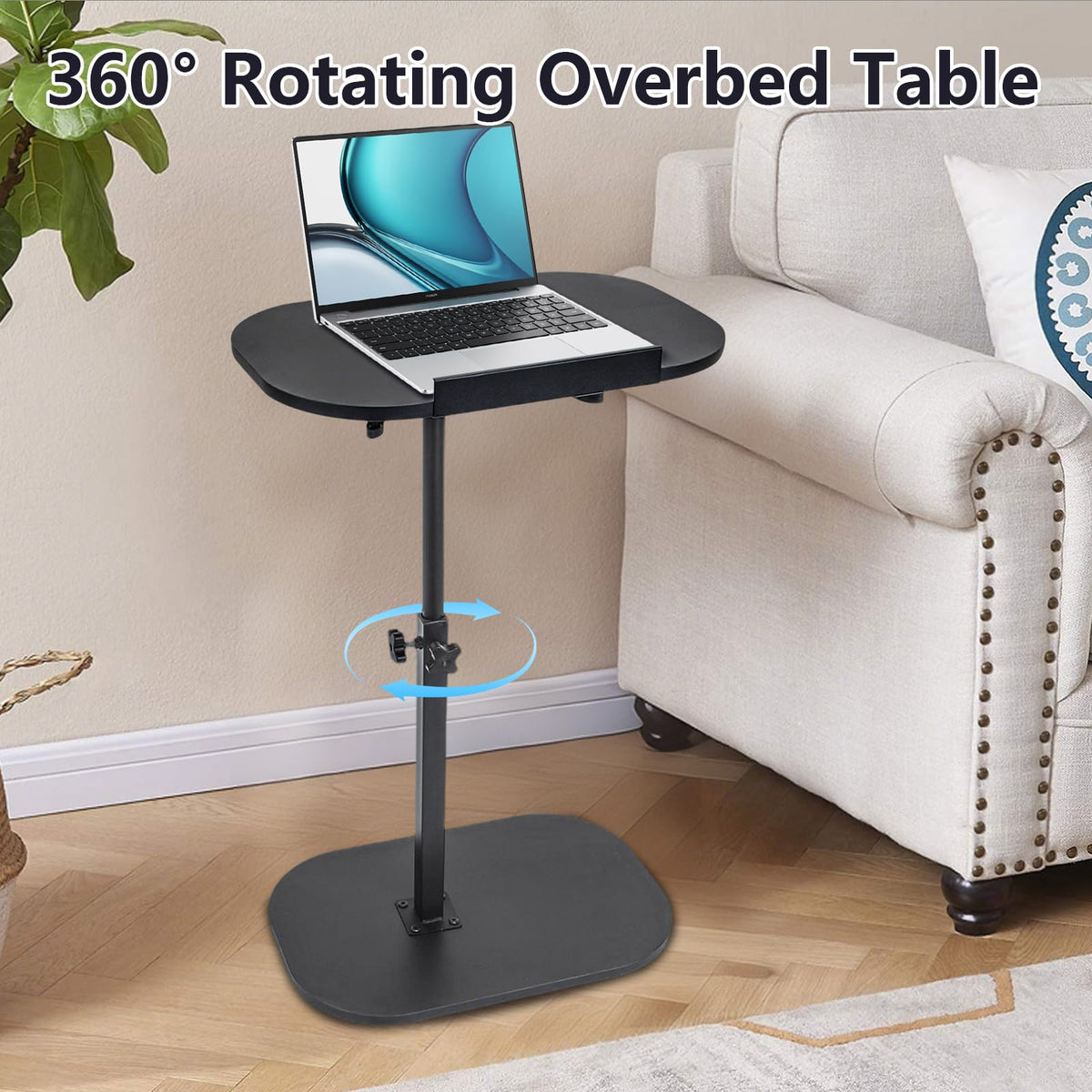 YYW Side Table TV Tray For Couch, Height Adjustable C Shaped Table - image 3