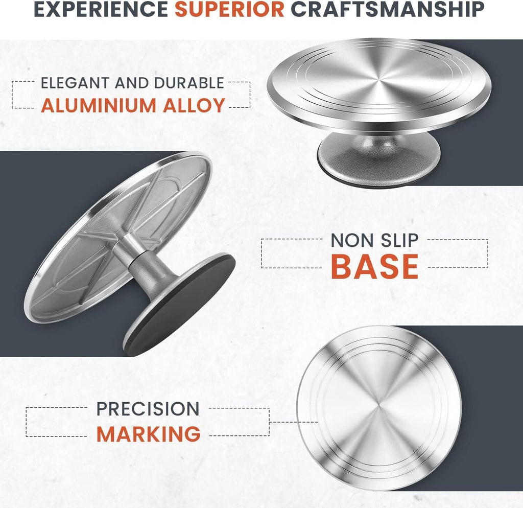 RFAQK 50-Piece Cake Turntable Set | 12" Aluminum Alloy Decorating Kit