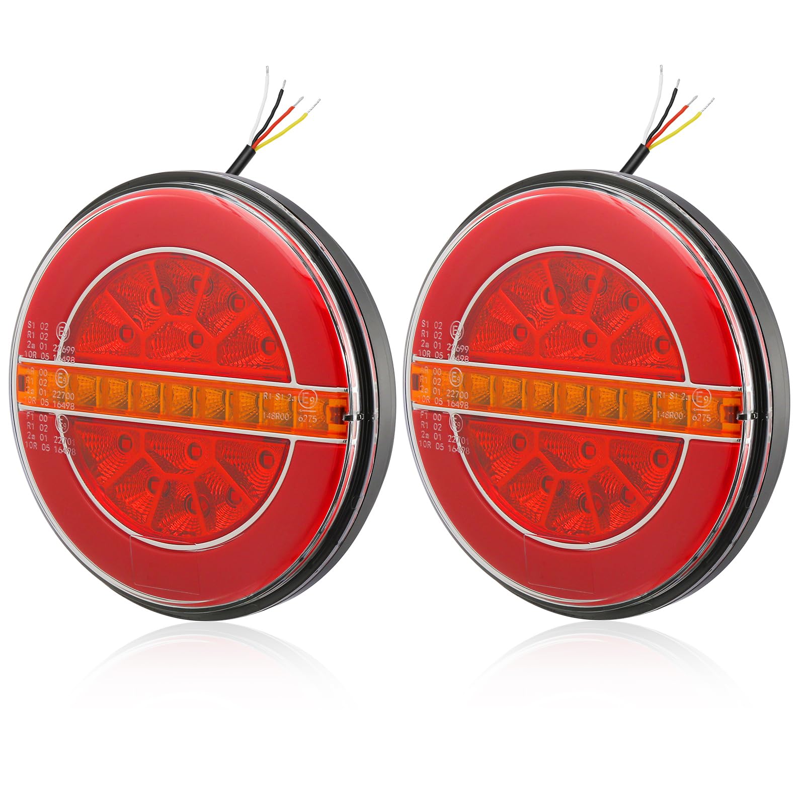 SPARKMOTO Round LED Trailer Tail Lights | 12V 24V IP67 Waterproof - 2 Pack