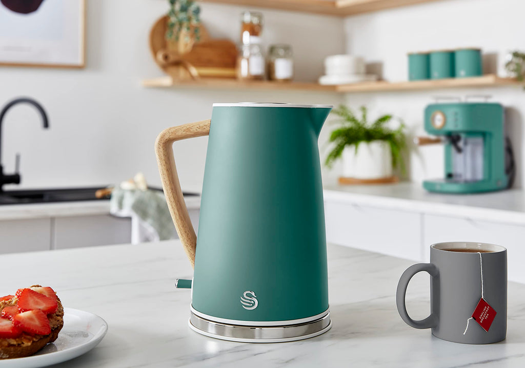 Swan Nordic Jug Kettle – 1.7L Fast Boil Electric Kettle, Matte Pine Green