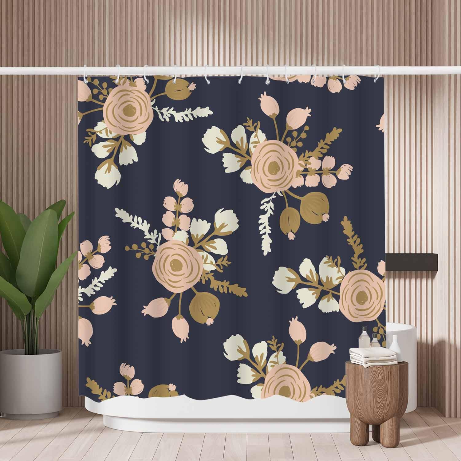 Woutay Rose Floral Shower Curtain | Mold Resistant Waterproof Polyester