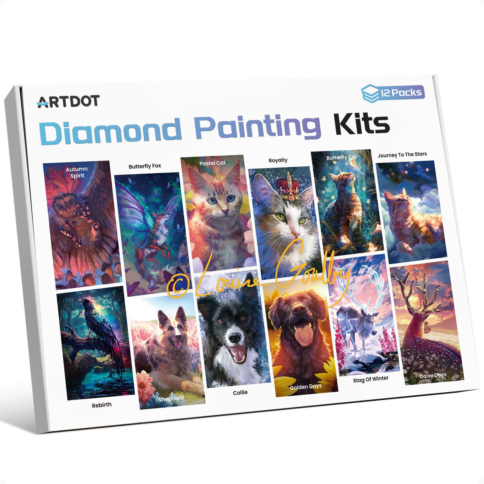 ARTDOT 12 Pack Licensed 5D Diamond Painting Kits for Adults | 12x16"