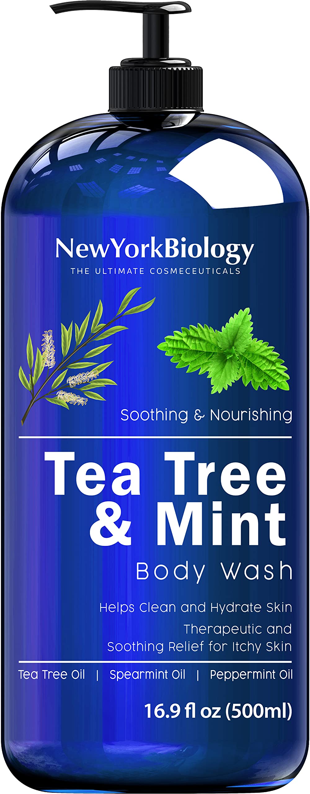 New York Biology Tea Tree Mint Body Wash – Acne & Eczema Relief, 500ml