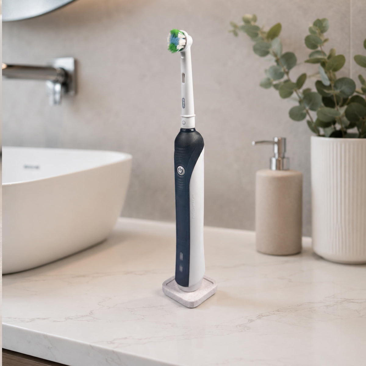 Electric Toothbrush Holder Stand Compatible with Oral-B Marble Chestnut, Single