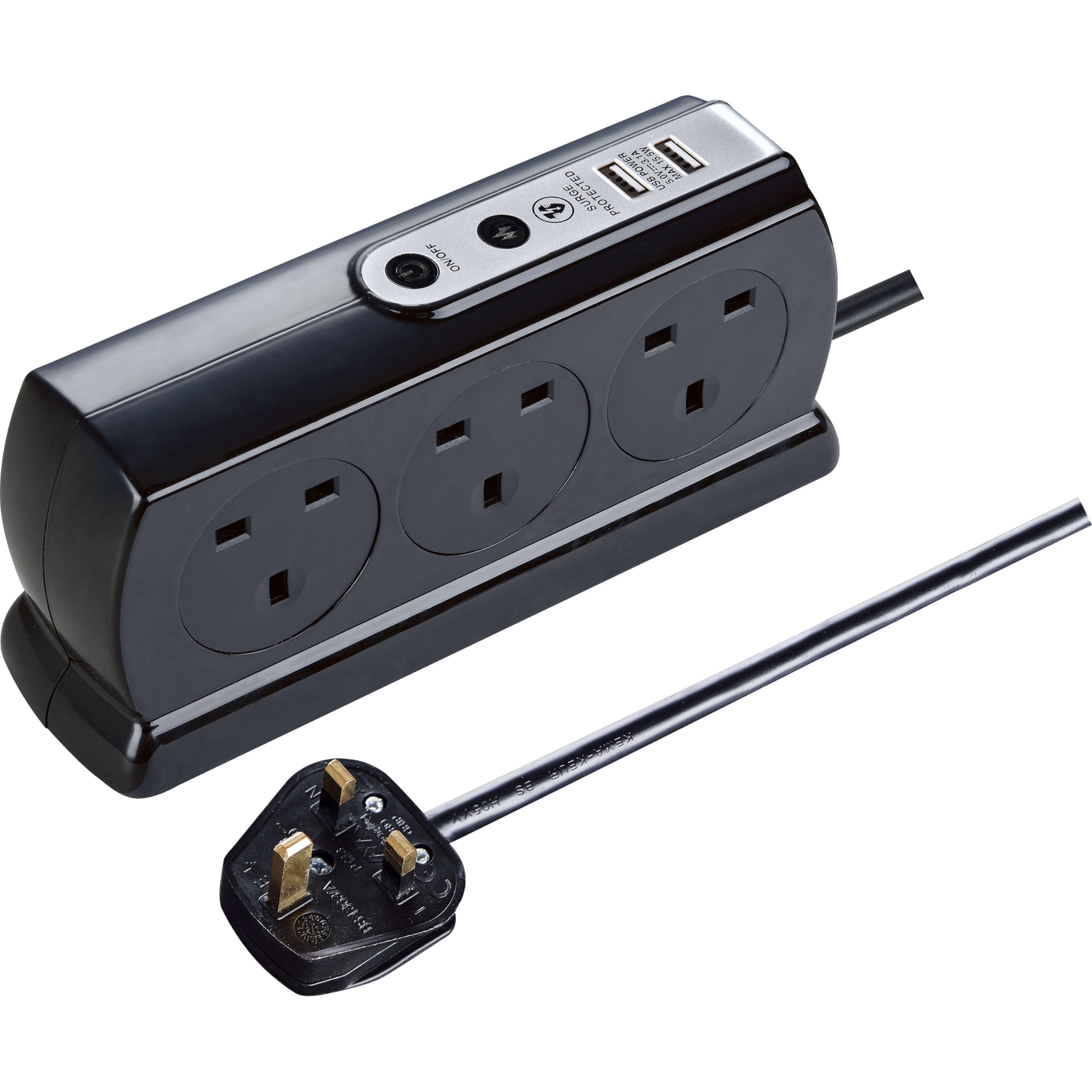 Masterplug 6-Socket Surge Protected Extension Lead with 2 USB – 2m