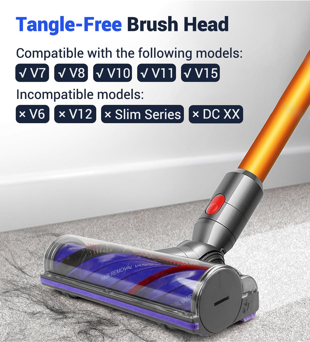 DAMAIYI Anti-Tangle Brush Head for Dyson V7 V8 V10 V11 V15 | 50W Motor