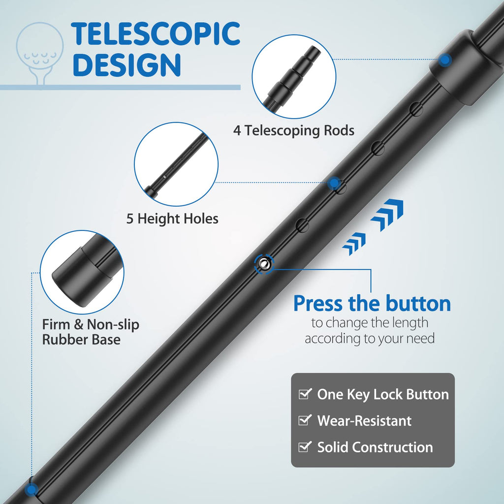 Rhino Valley Telescopic Golf Bag Support Rod – Aluminum Travel Protector