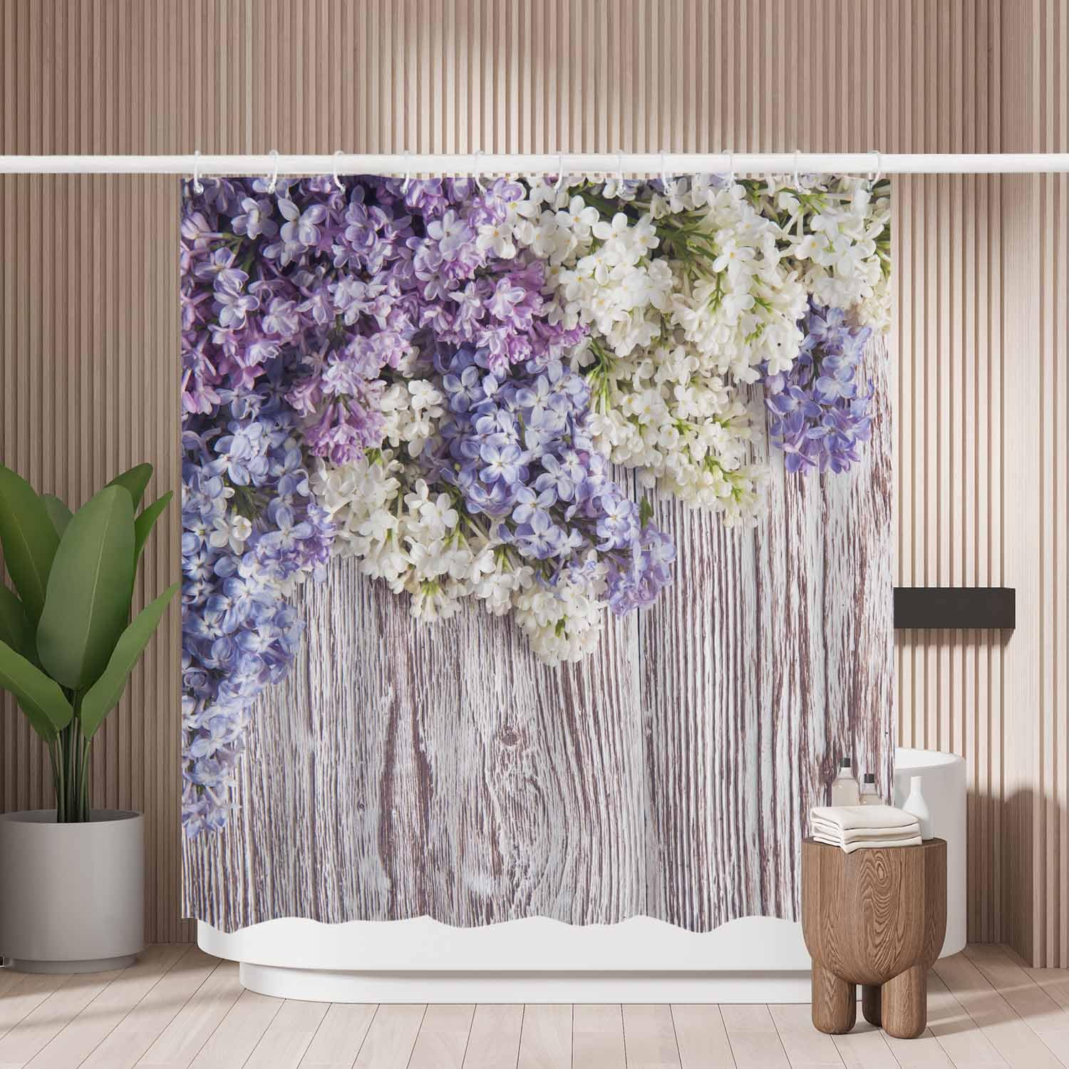 Woutay Blossom Branch Shower Curtain – Mold Resistant Polyester, 71x71"