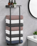 LIVEHITOP Adjustable Towel Rack | Matte Black Wall Mounted Storage Shelf