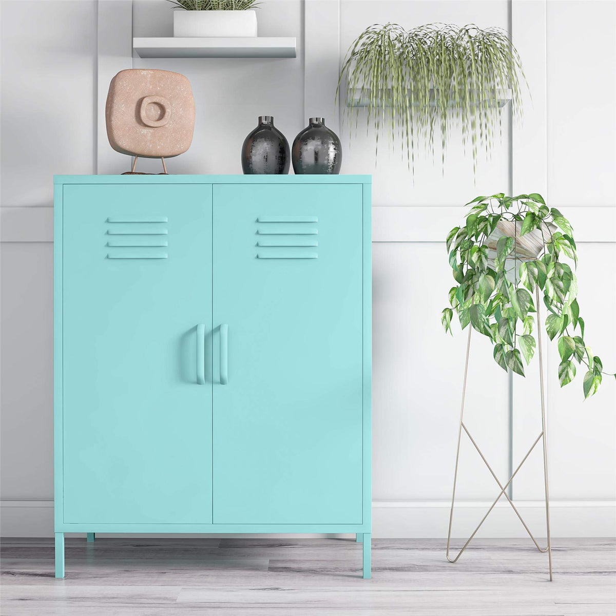 DHP Furniture Cache 2 Door Metal Locker Storage Cabinet Mint - image 2