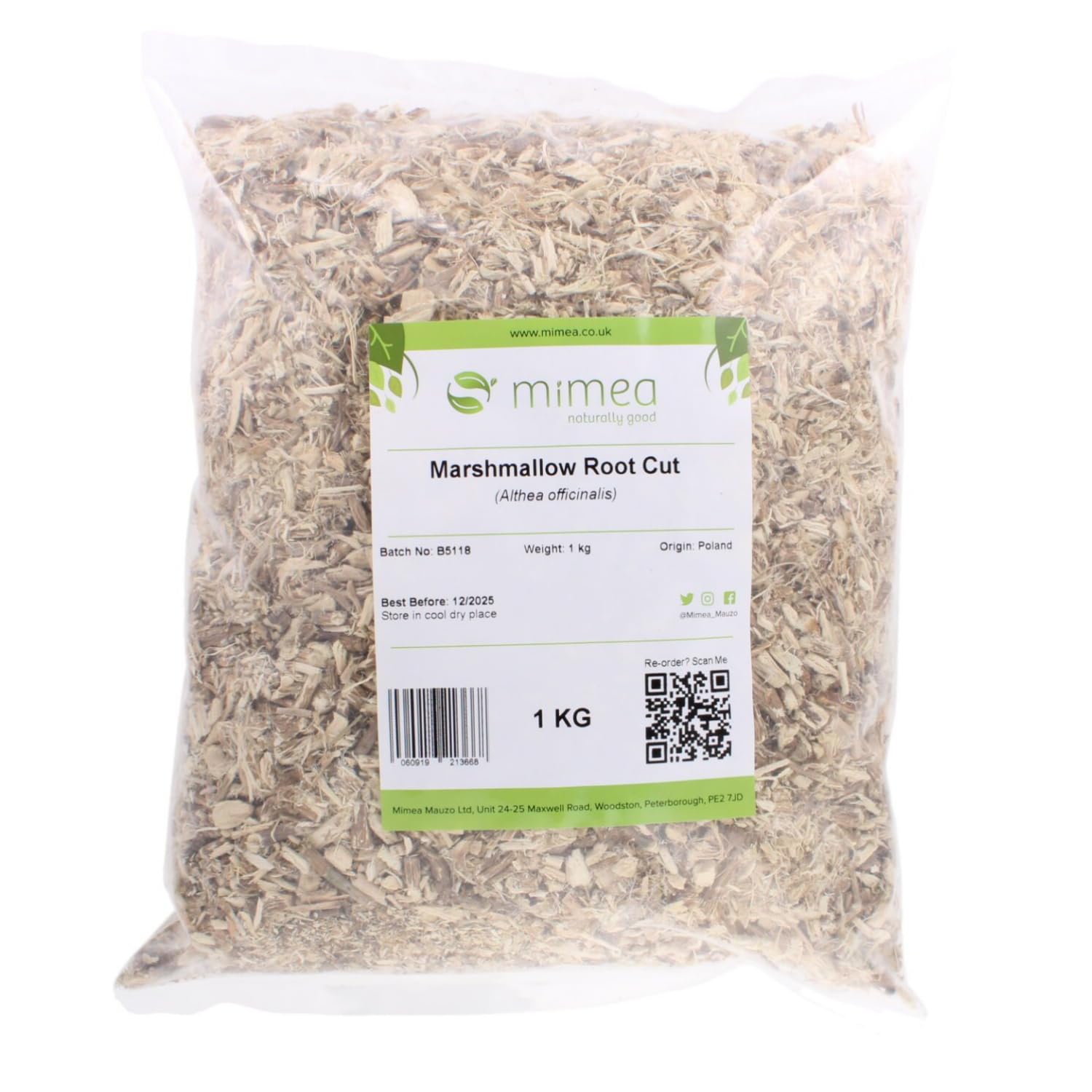 Mimea Marshmallow Root Cut | 1kg Bulk Dried Herbal Tea |