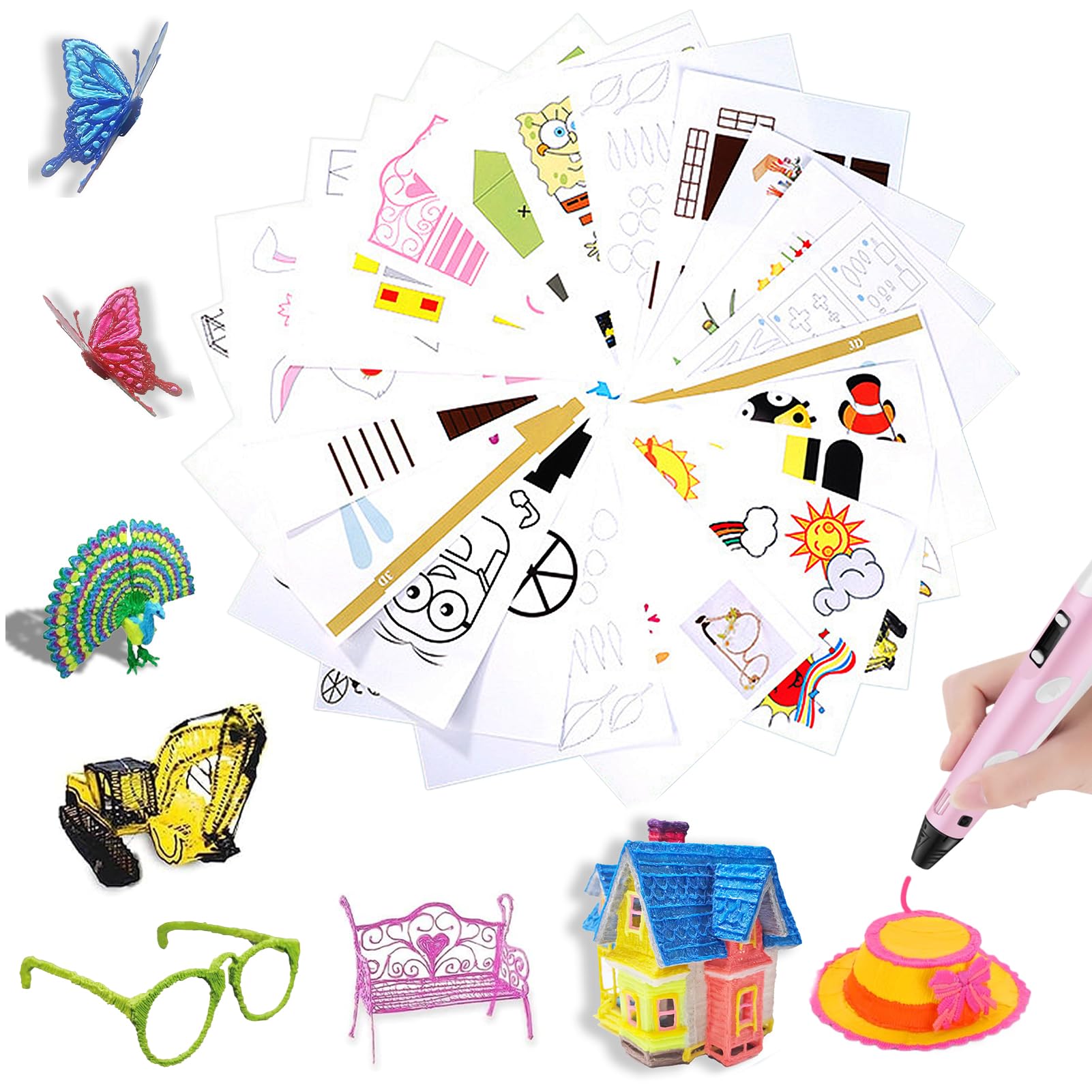 3D Pen Drawing Book – 50 Reusable Patterns & Clear Plate