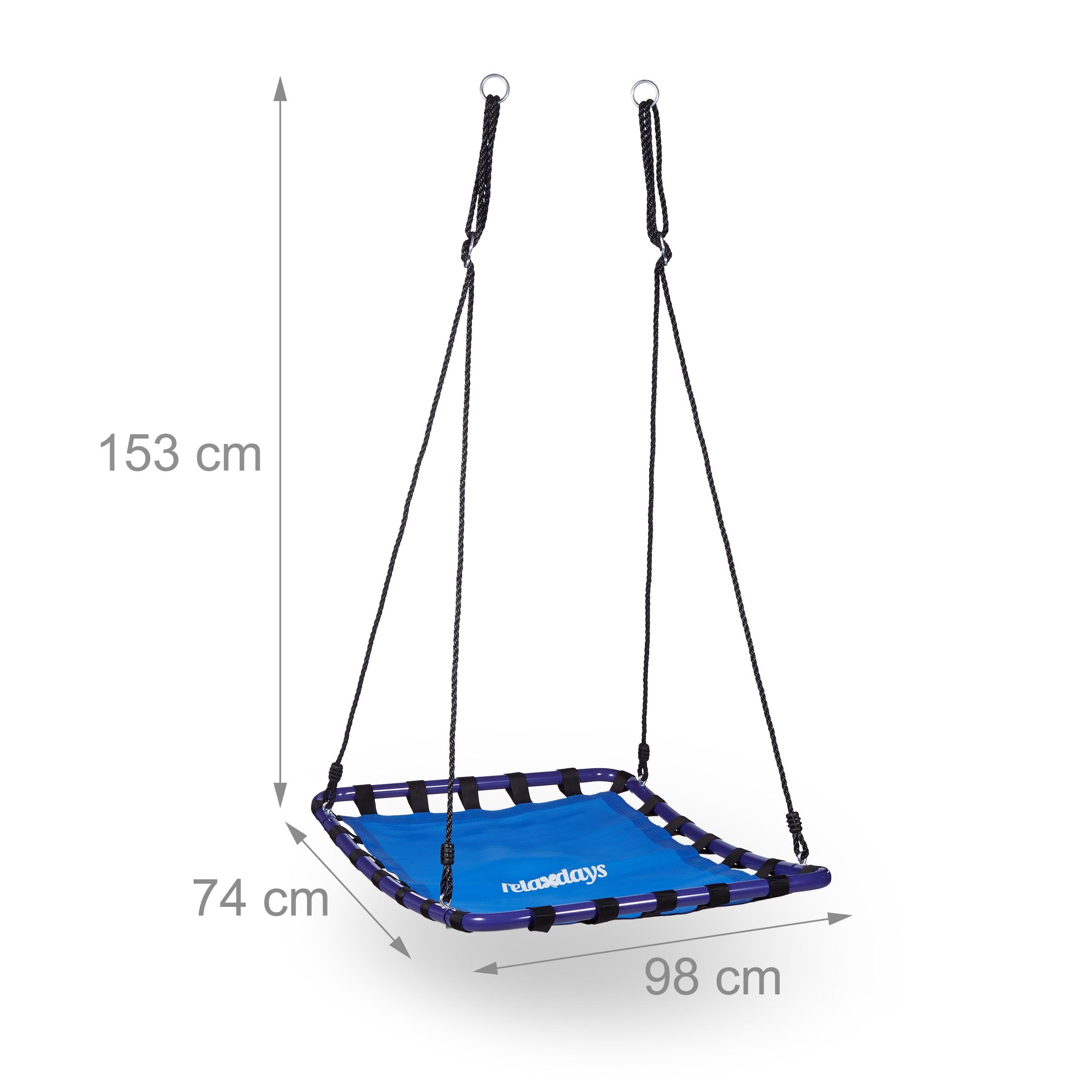 Relaxdays Square Nest Swing – Outdoor Garden Swing, 100kg, Blue-Black