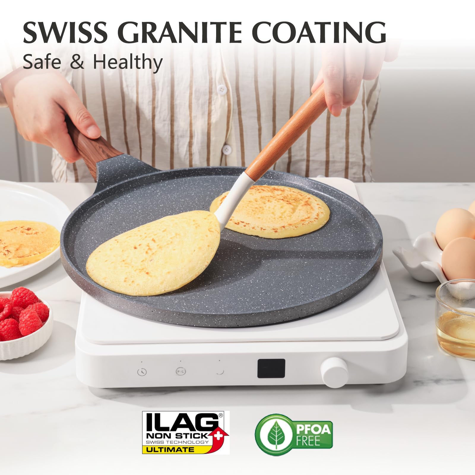 Sensarte 10-Inch Nonstick Crepe Pan | Swiss Granite Coating Pancake Griddle