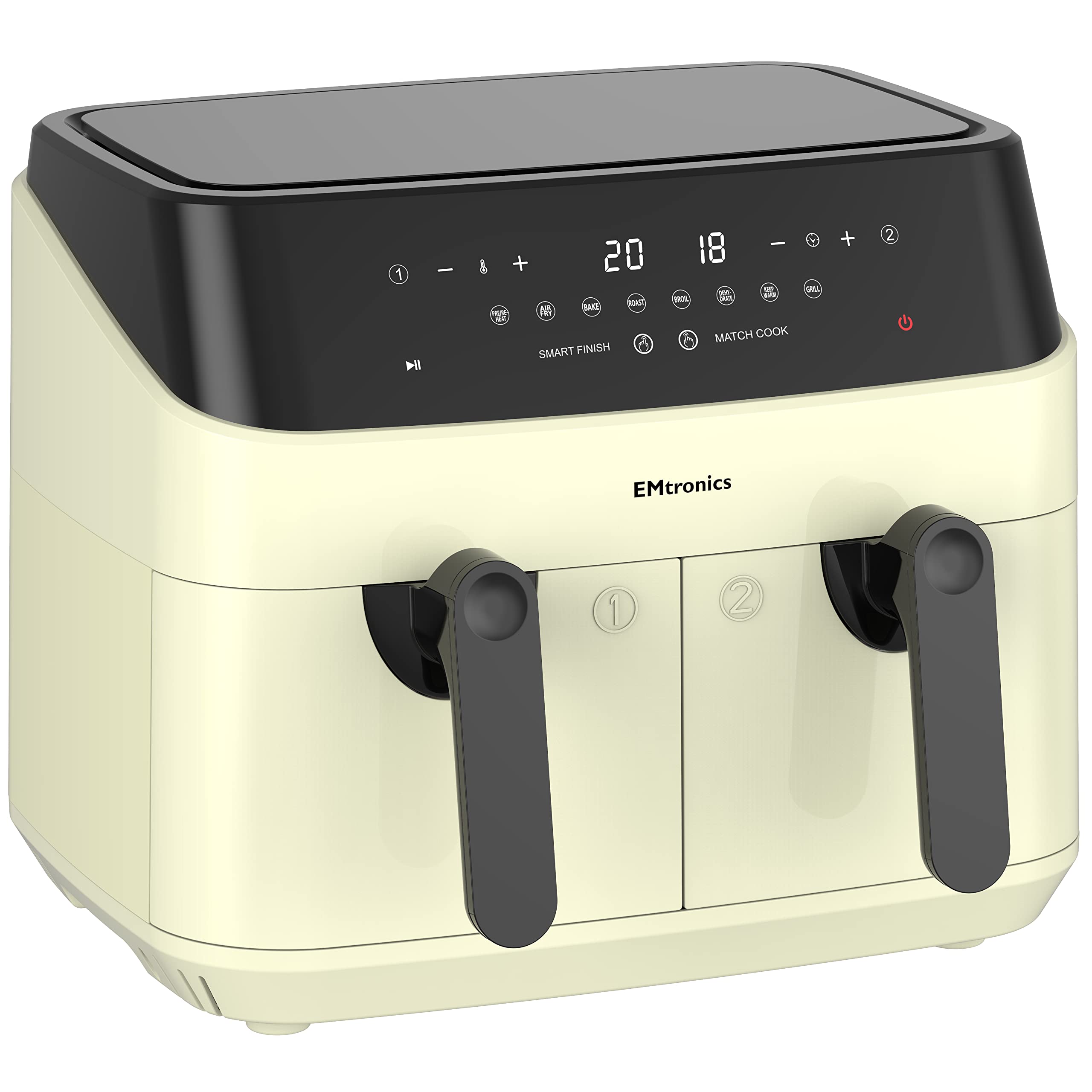 EMtronics Dual Air Fryer | 9L Extra Large Double Basket Digital Cooker