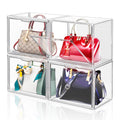LINYAPRY Clear Acrylic Handbag Organiser – 4 Pack Stackable Display Cases