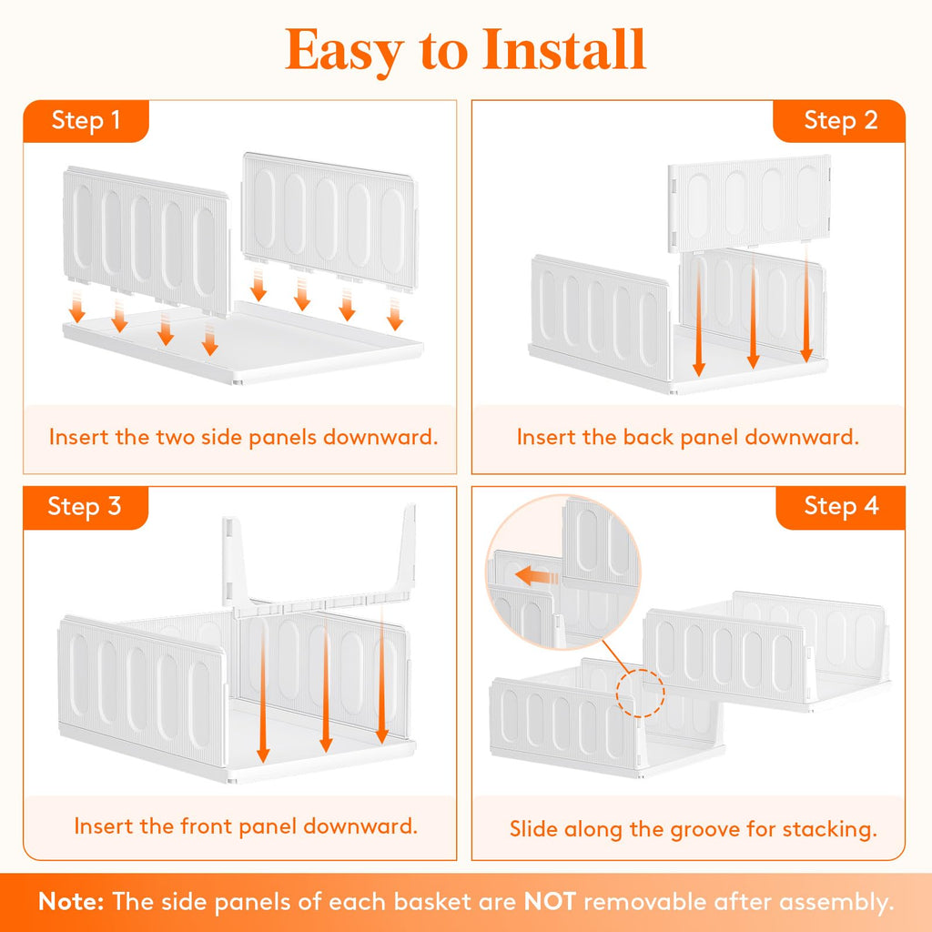 Lifewit 6 Pack Wardrobe Storage Organiser Stackable for Clothes 41 cm Depth