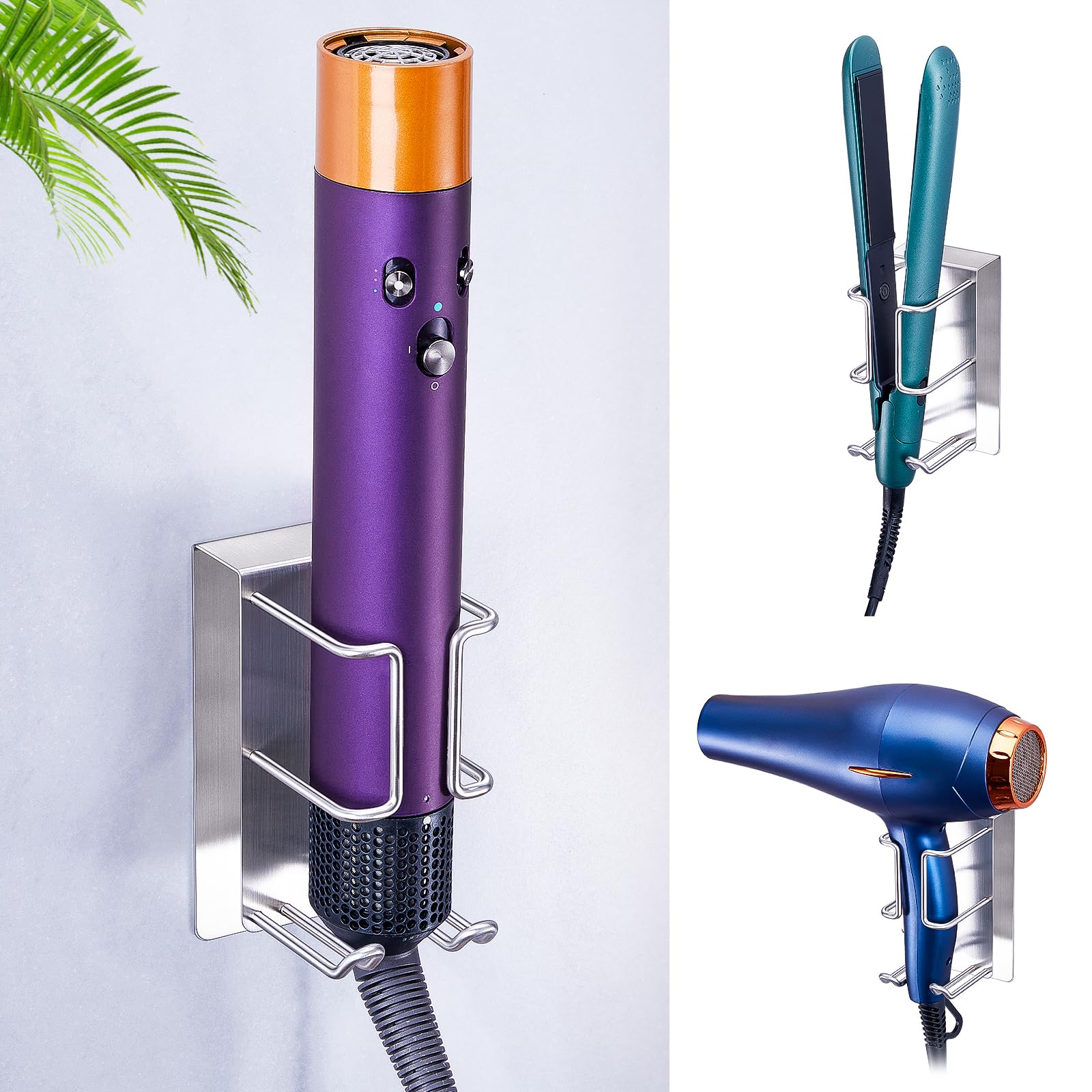 WAYASI Hair Dryer and Straightener Holder | SUS304 Stainless Steel Organizer