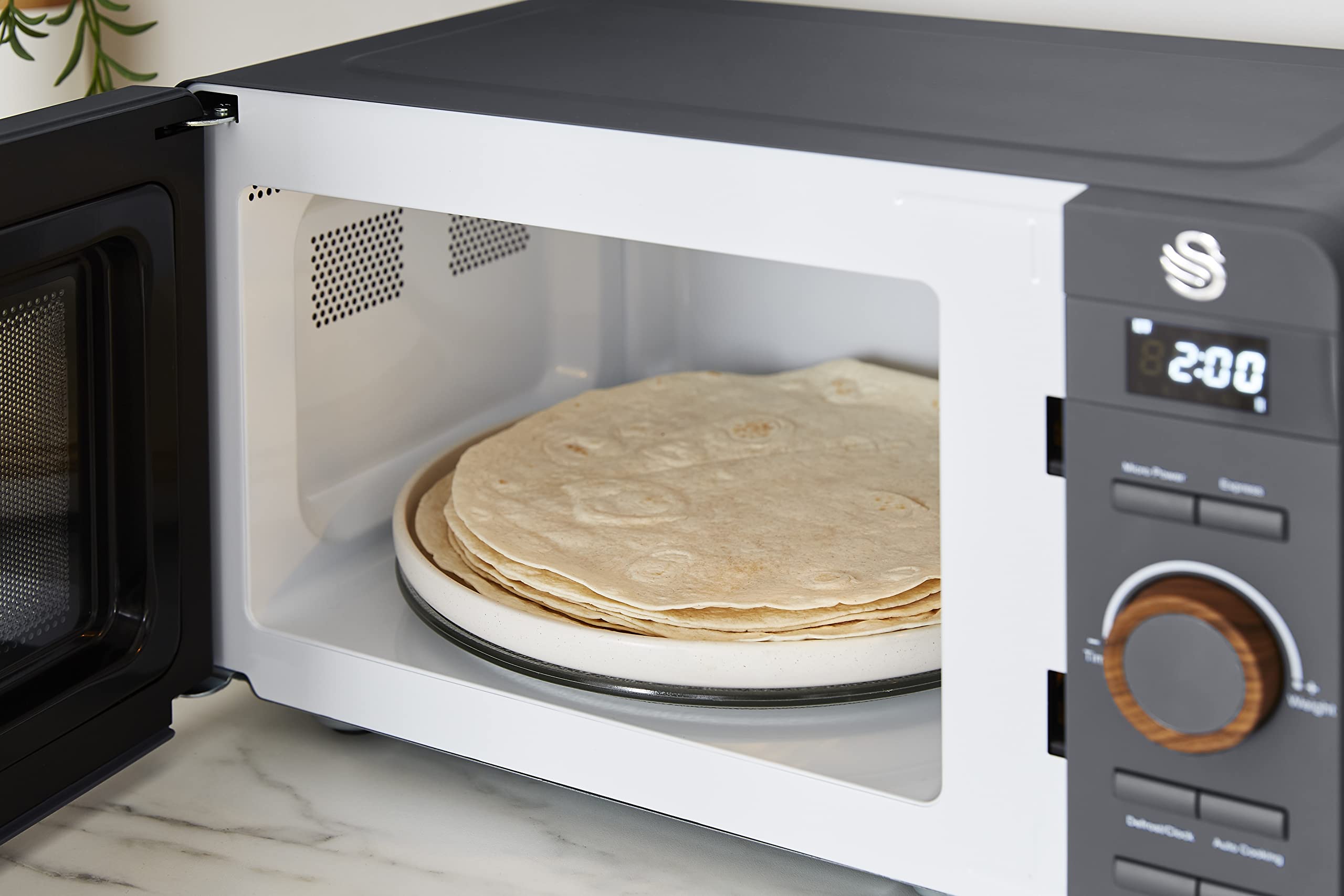 Swan Nordic 20L Digital Microwave – 800W Grey with Glass Turntable