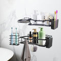 Beowanzk 12-Piece Bathroom Shelf Set | No-Drill Carbon Steel Wall Organiser