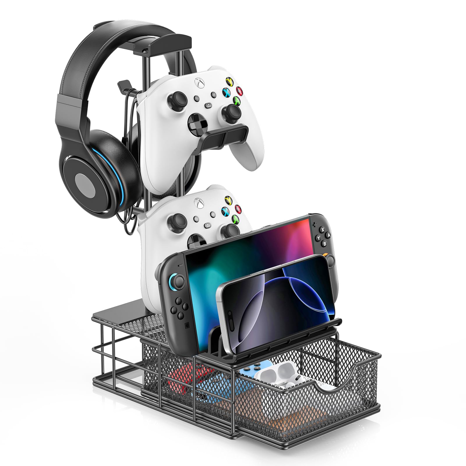 Headphone Stand with Drawer & Controller Holder – Aluminum
