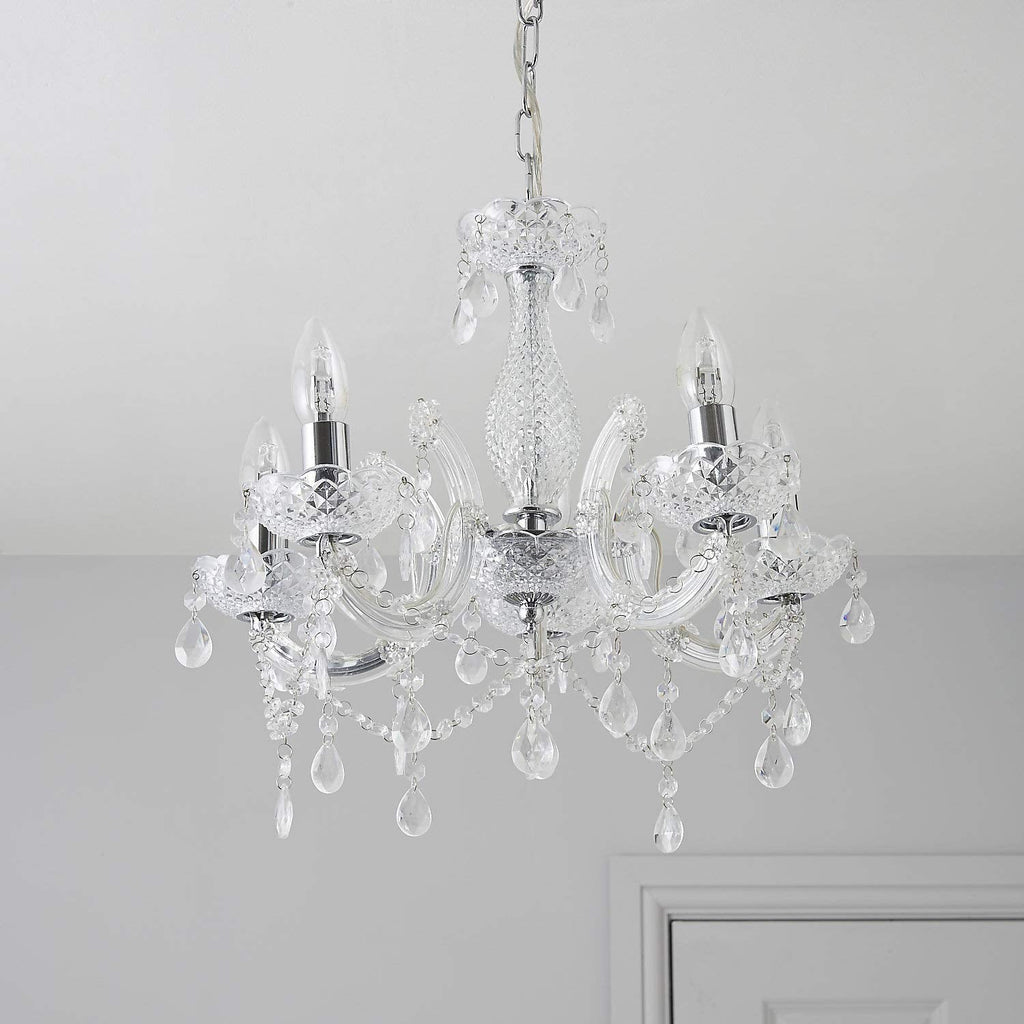 Jolof Store 5-Light Chrome Chandelier | Smoked Acrylic Pendant Light