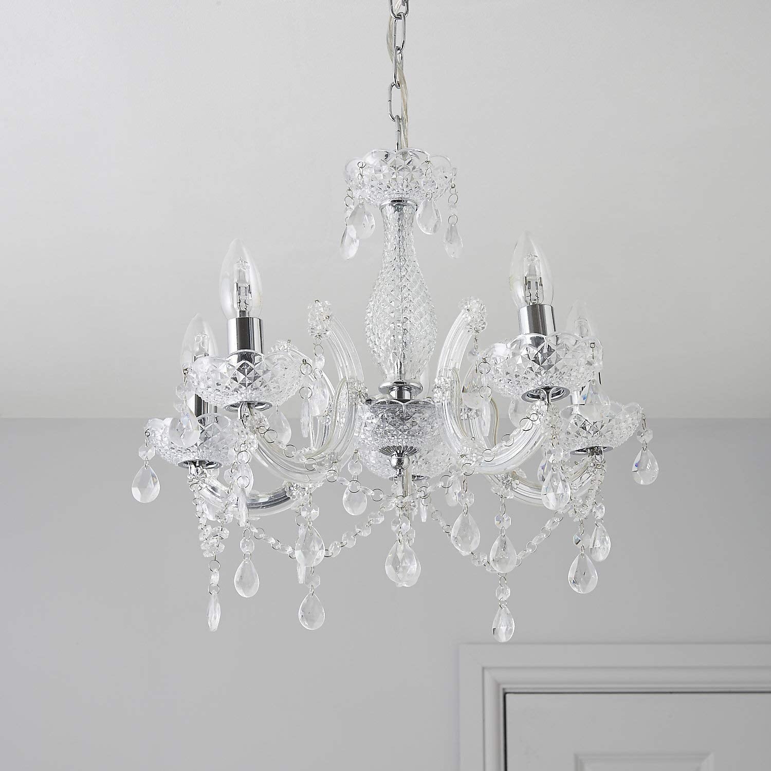 Jolof Store 5-Light Chrome Chandelier | Smoked Acrylic Pendant Light