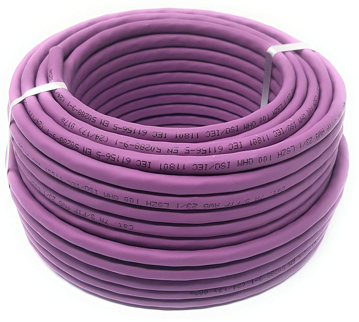 Cat 7A Ethernet Cable – 50M 1200MHz Copper Network Reel Purple