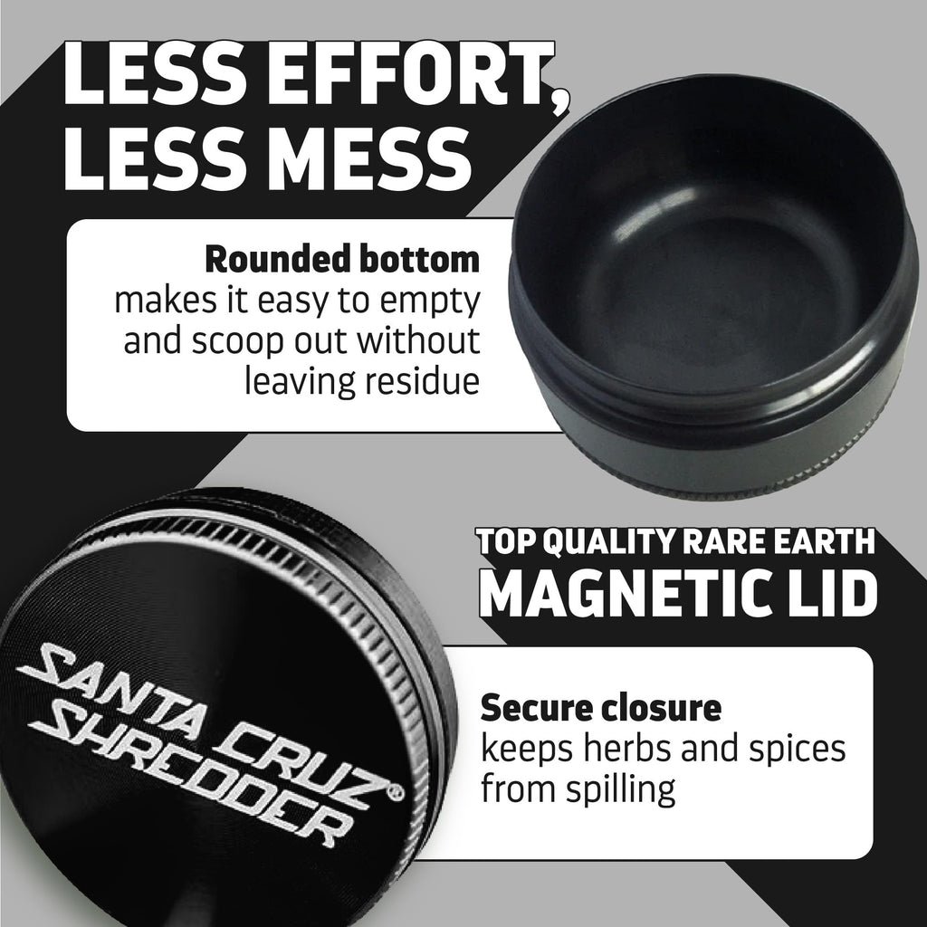 Santa Cruz Shredder 3-Piece Herb Grinder – Medium 2.125" Aluminum Black