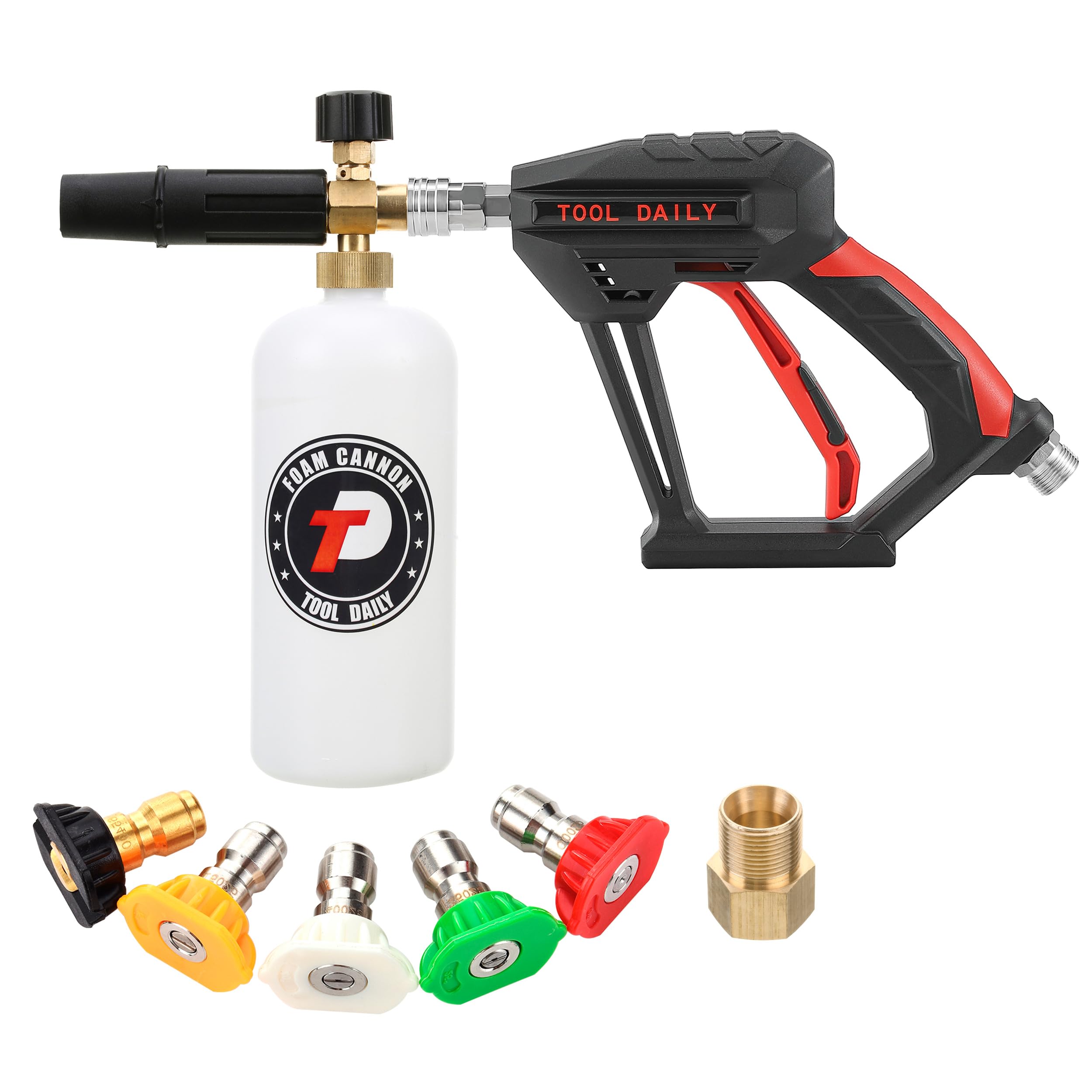 Tool Daily Short Pressure Washer Gun with Foam Cannon & 5 Nozzle Tips