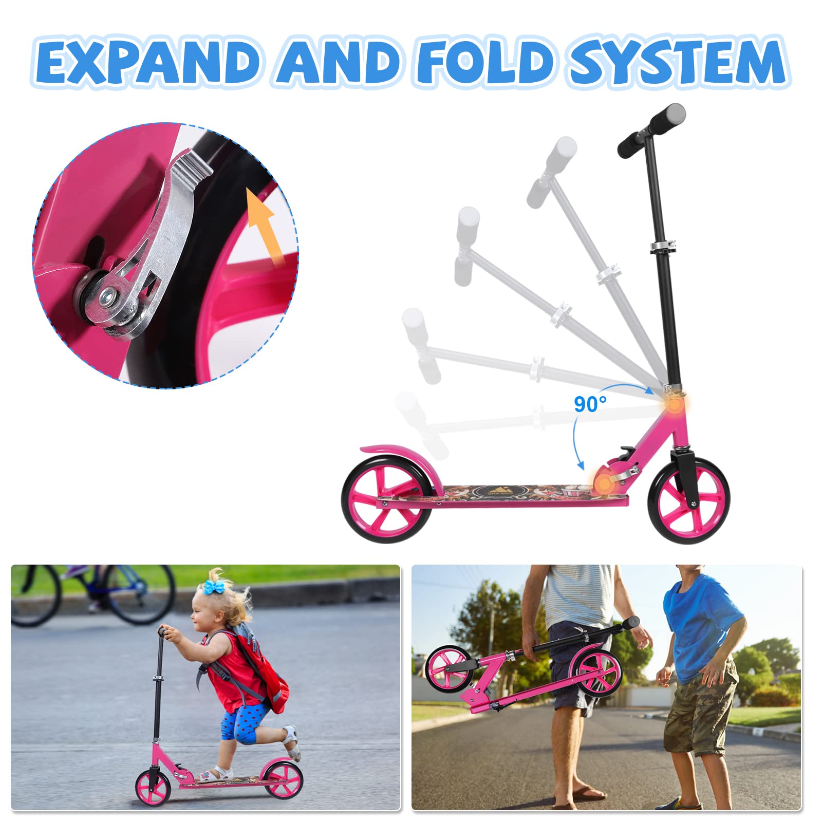 EVOLAND Foldable Kick Scooter – Adjustable 2-Wheel Scooter for Kids & Teens