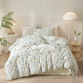 Ruccit White Floral 100% Cotton Double Duvet Cover Set | 3-Piece Bedding