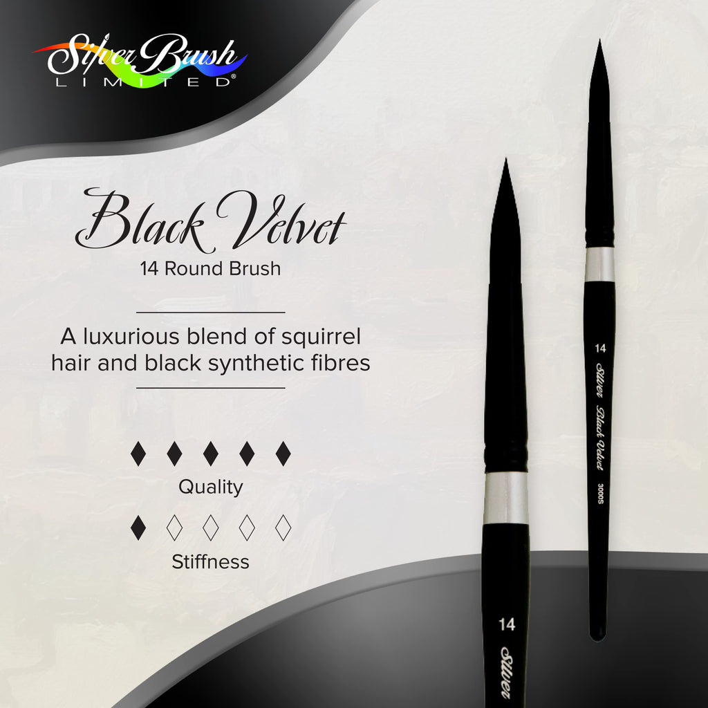 Silver Brush Black Velvet Round Watercolour Brush, Size 14, Short Handle