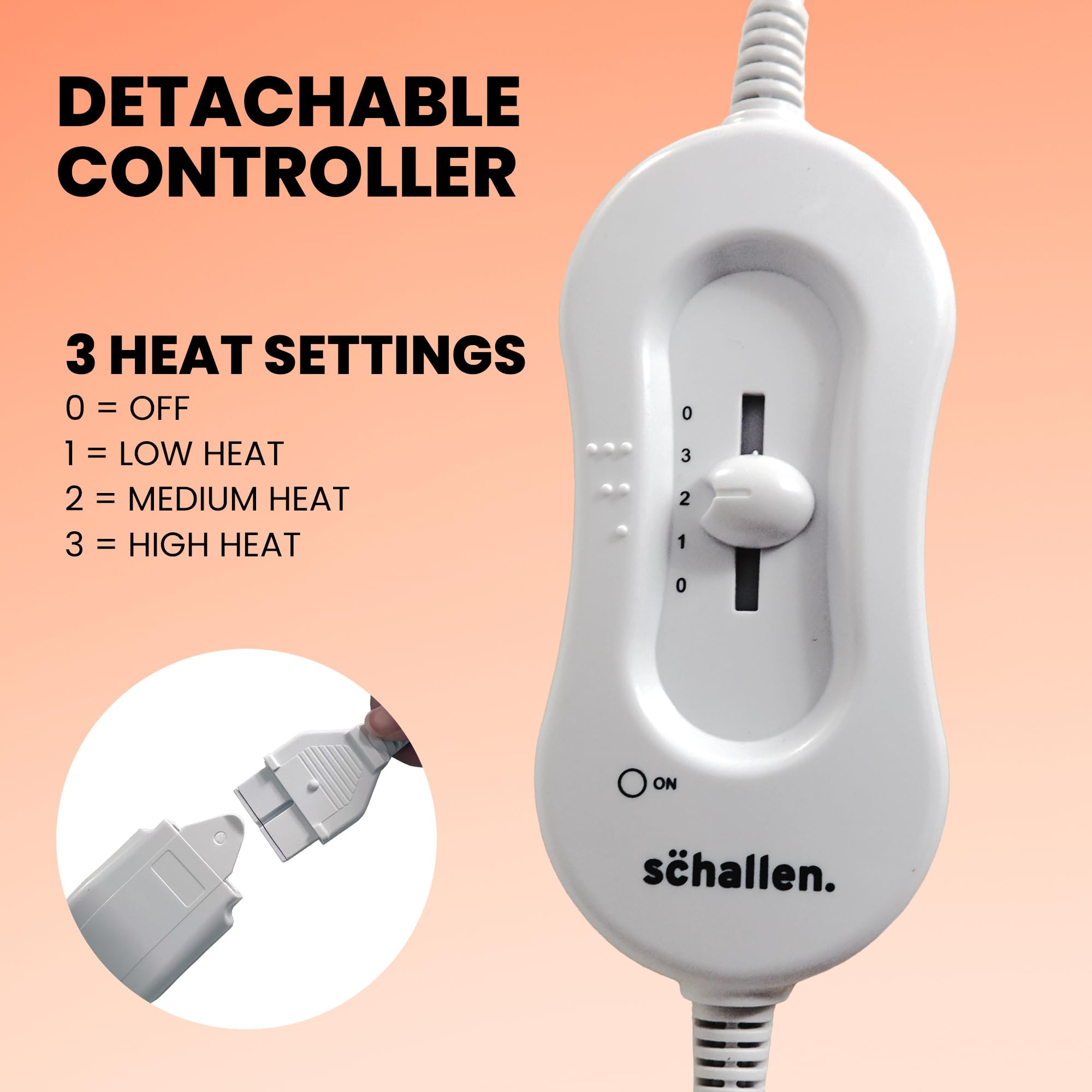 Schallen Electric Heated Blanket – Double Soft Fleece with 3 Heat Settings