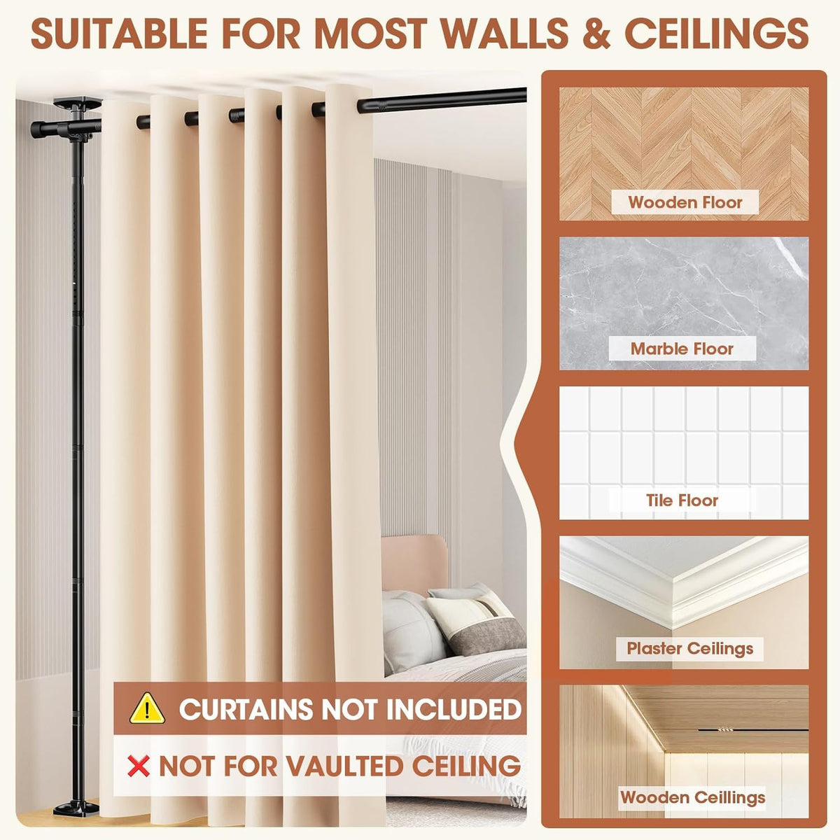Room Divider No Drilling Curtain Rod Wall Divider for Room Separation - image 5