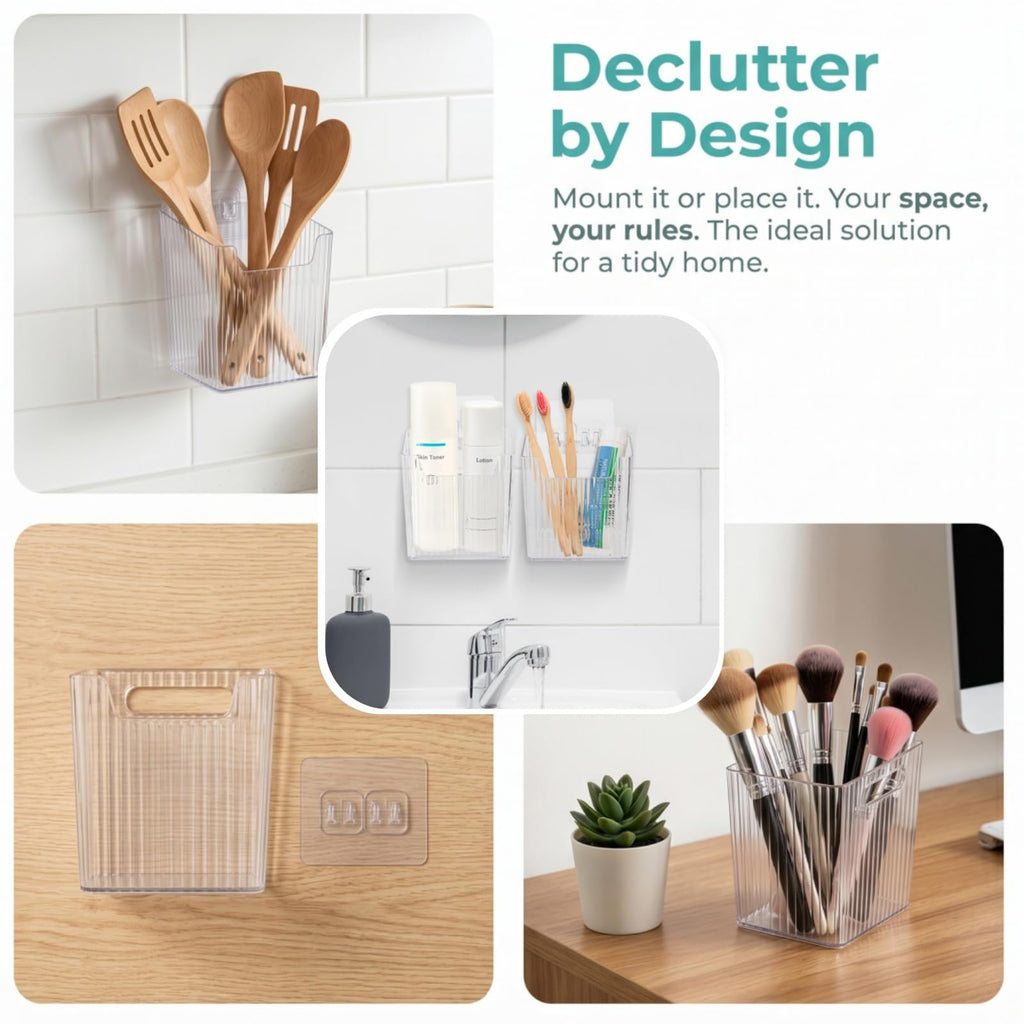 WRINGKIT 6 Pack Kitchen Cabinet Door Storage Box, Self-Adhesive Wall Mounted Cupboard Organiser, Stackable Storage Organizer Holder Basket for Walls - image 4